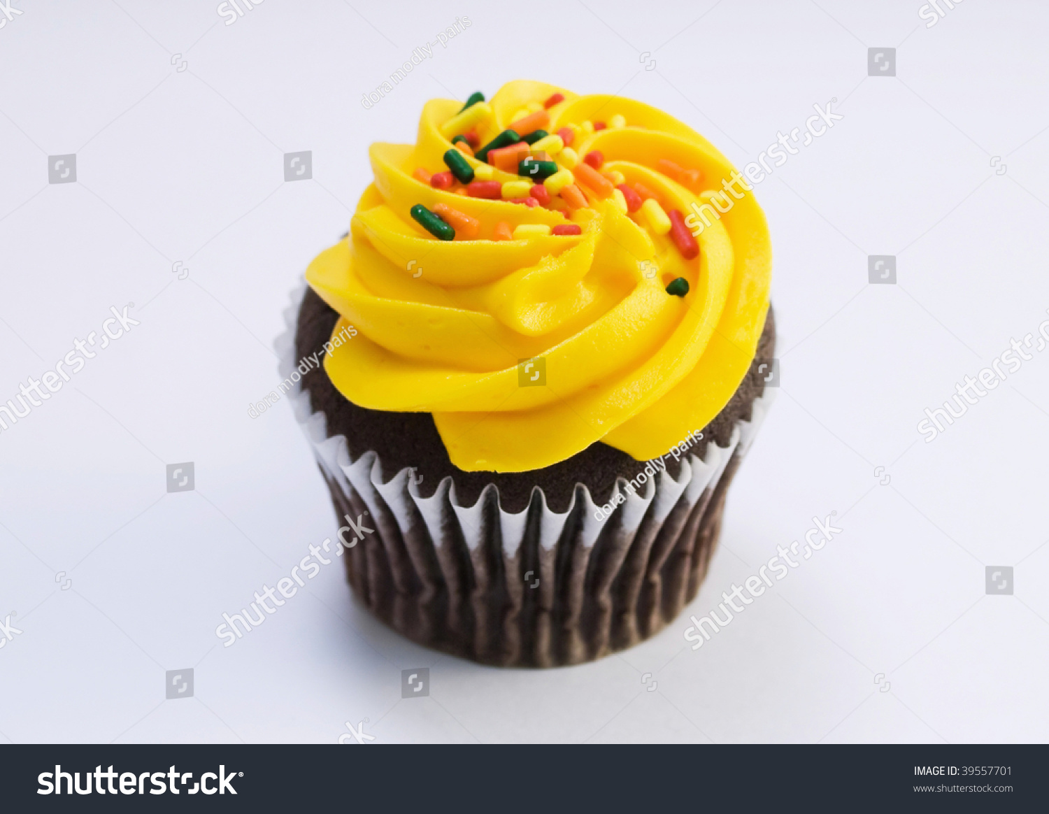 Download Chocolate Cupcake Yellow Icing Sprinkles Miscellaneous Stock Image 39557701 PSD Mockup Templates