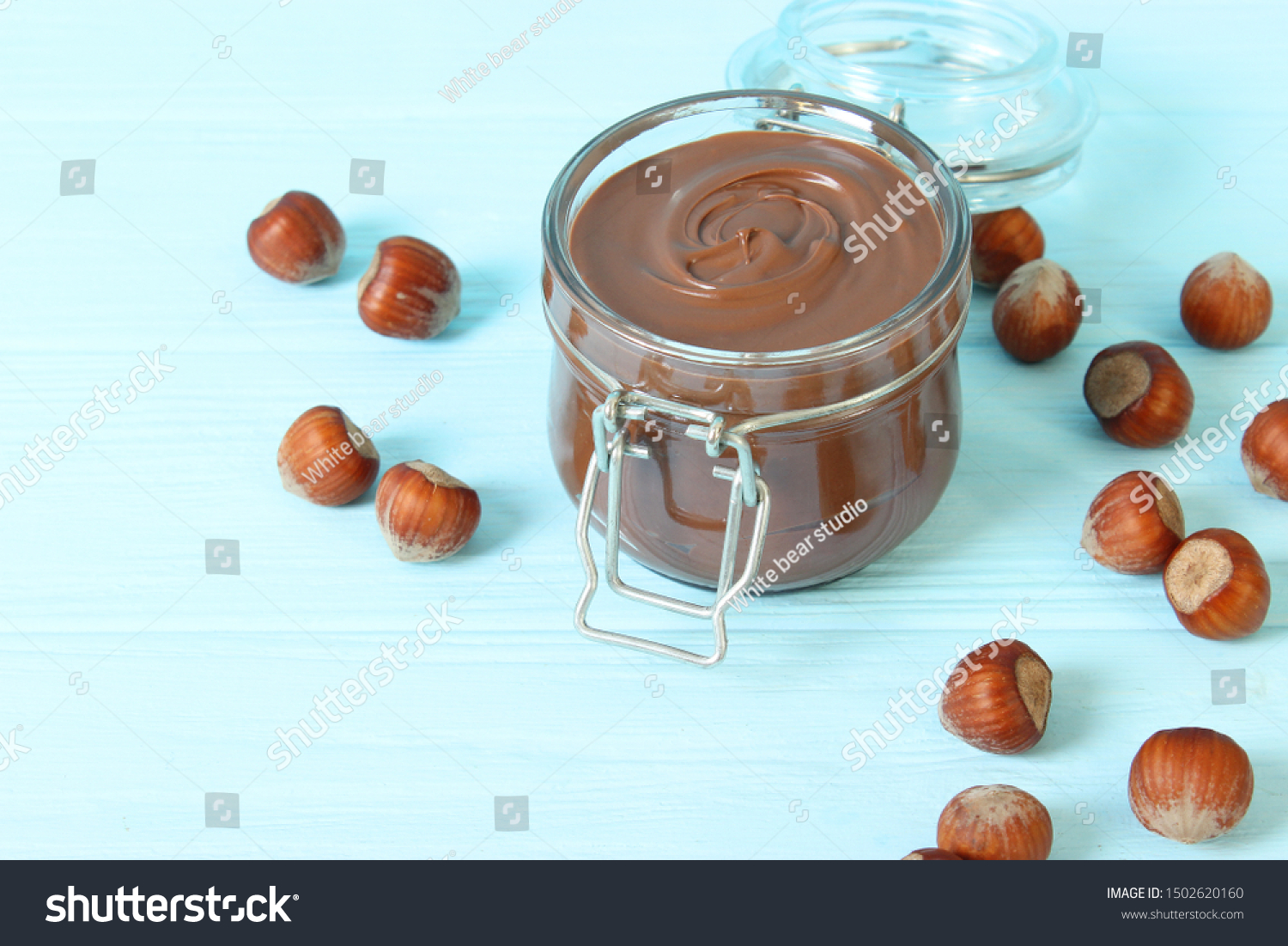 Download Chocolate Paste Glass Jar On Colored Royalty Free Stock Image PSD Mockup Templates