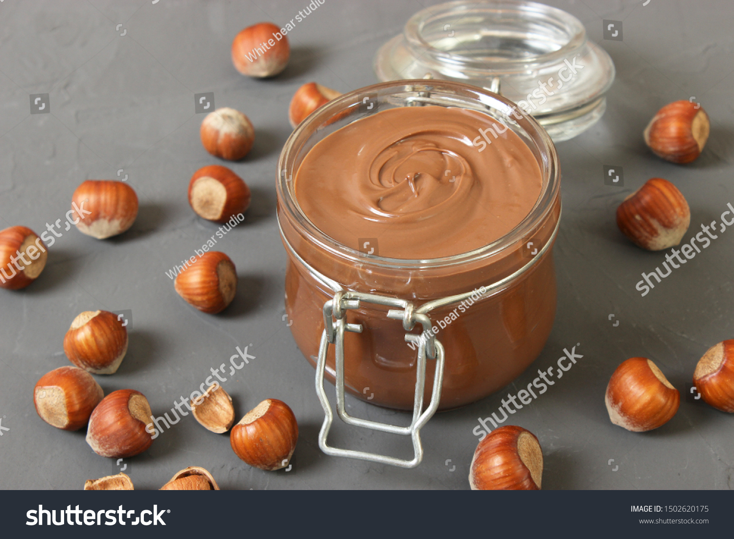 Download Chocolate Paste Glass Jar On Colored Stock Photo Edit Now 1502620175 PSD Mockup Templates
