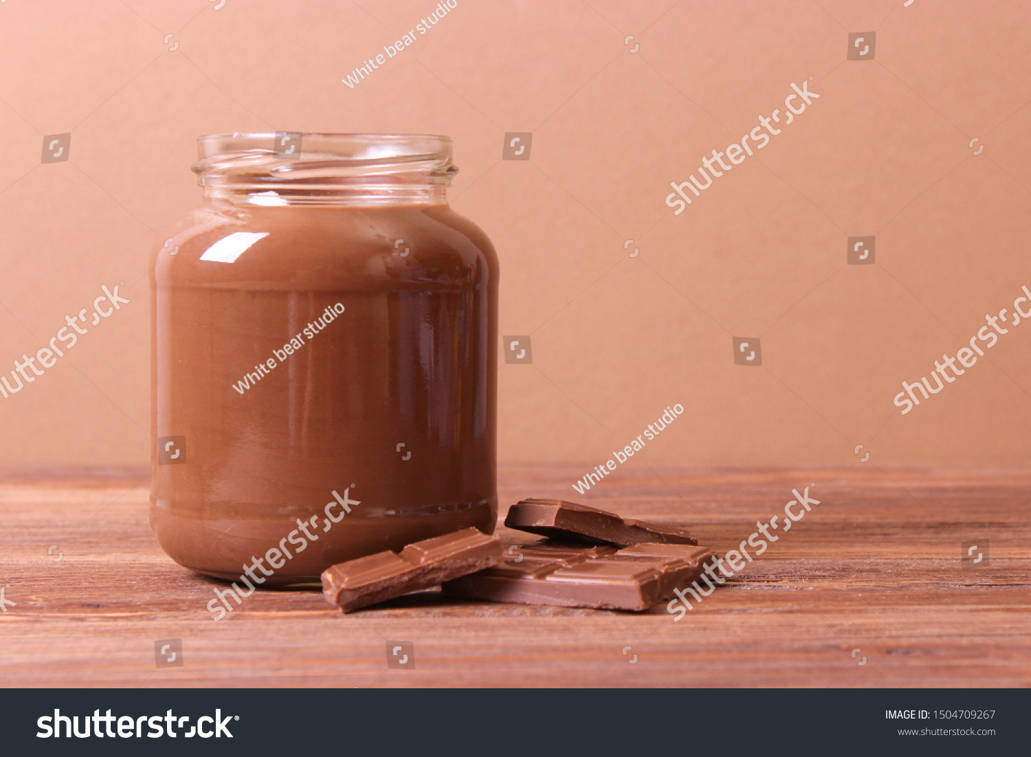 Chocolate Paste Glass Jar On Colored Stock Photo Edit Now 1504709267