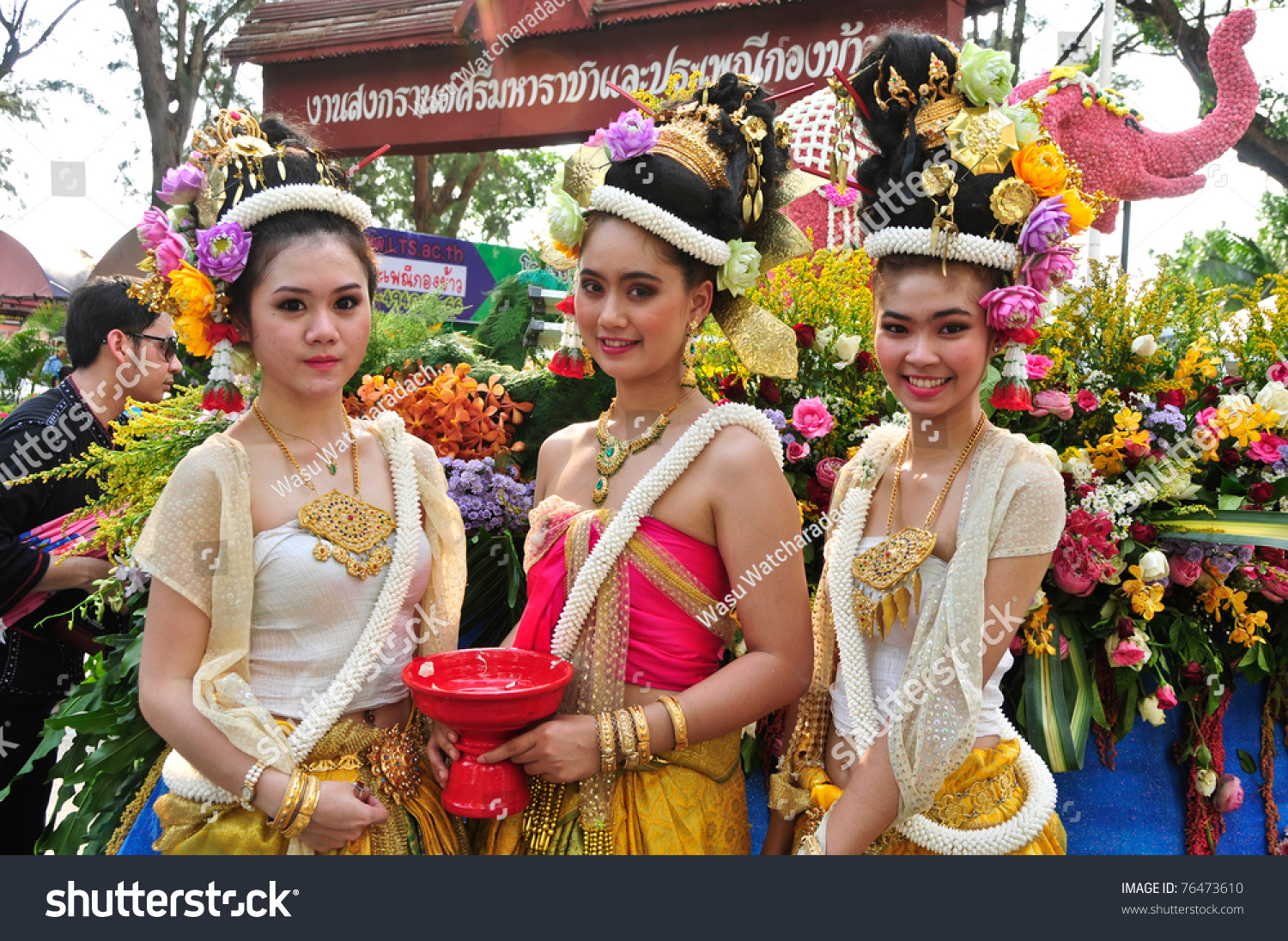 Chon Buri, Thailand - April 19: Thai People Celebrate Songkran Festival ...