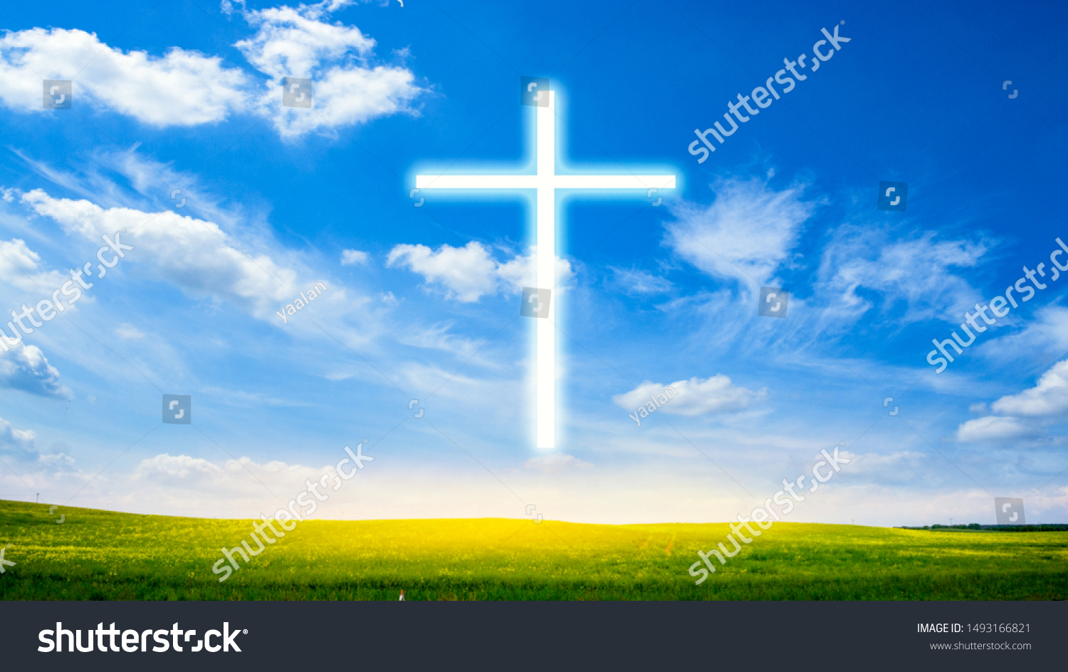 Christian Cross Appears Bright Sky Stock Photo Edit Now 1493166821