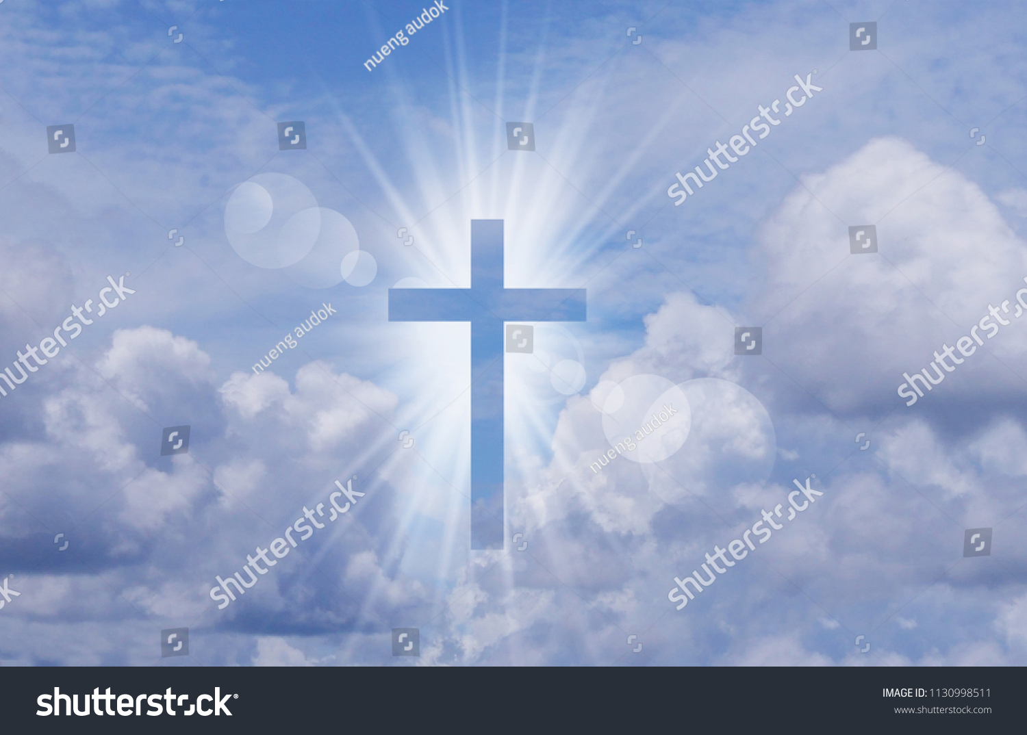 Christian Cross Appears Bright Sky Background Stock Photo 1130998511 ...