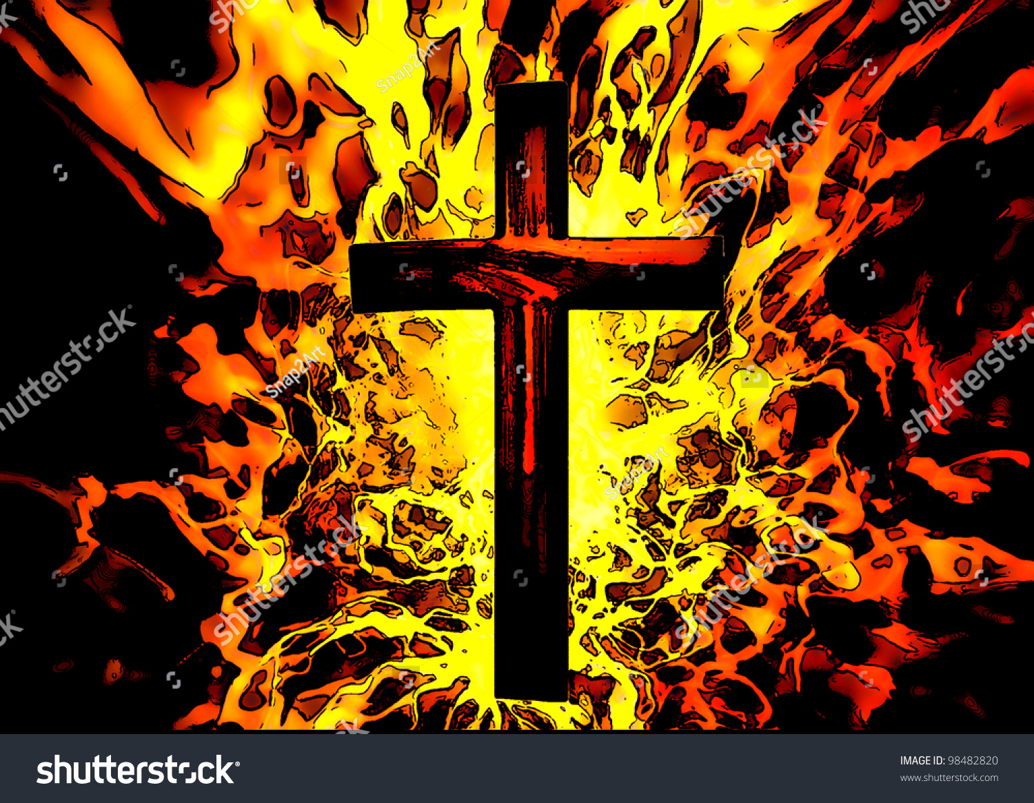Christian Cross Flames Background Illustration Background Stock ...