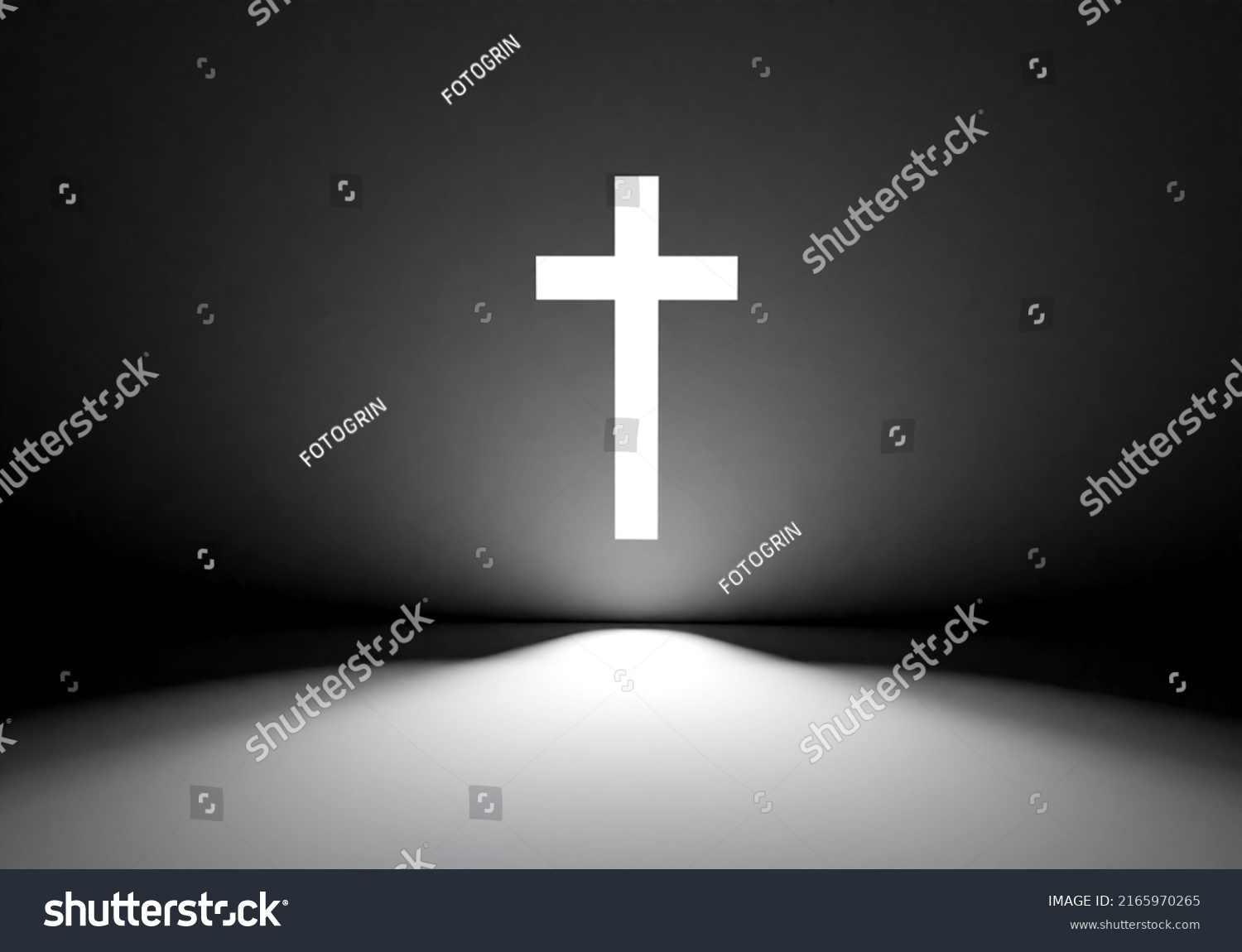 Christian Crucifixion Glowing Cross Dark Religious Stock Illustration ...