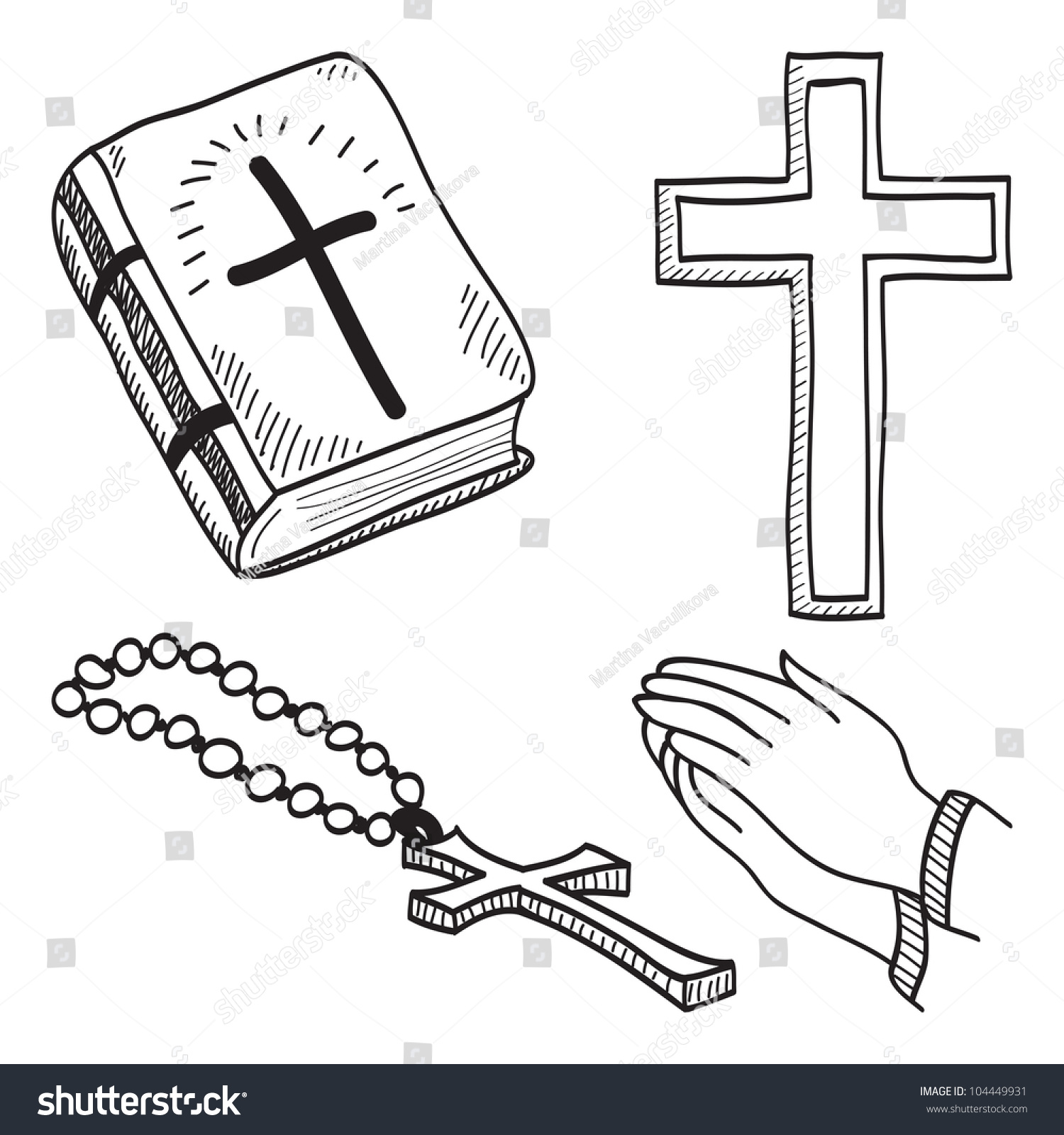 Christian Handdrawn Symbols Illustration Cross Bible Stock Illustration ...
