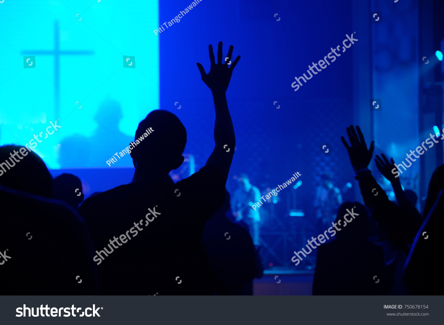 Christian Worship God Raised Hand Music Stock Photo 750678154 ...