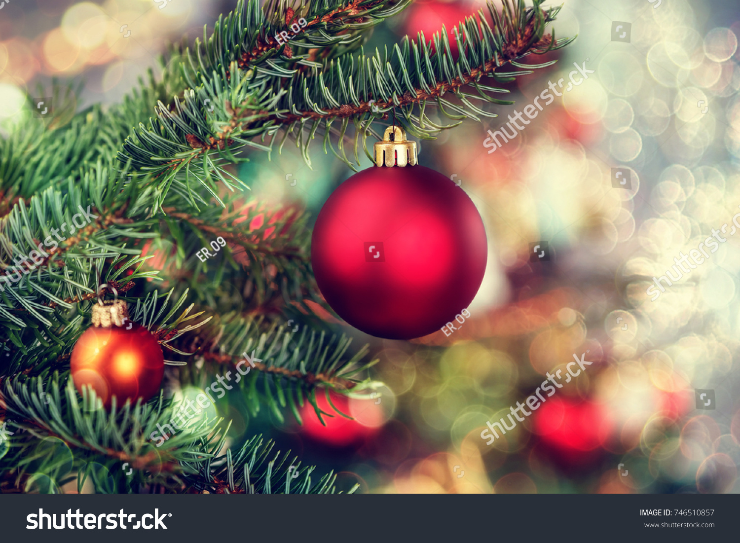 Christmas Background Baubles Branch Spruce Tree Stock Photo (Edit Now ...