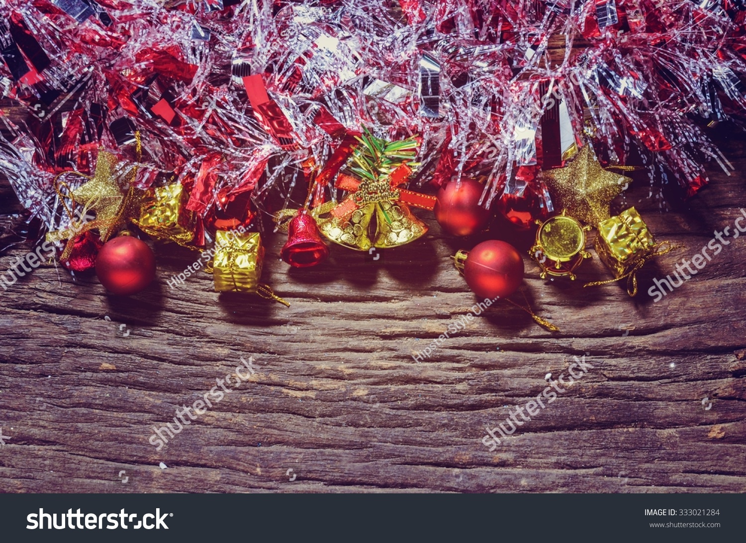 Christmas Background : On Old Wooden Background In Thailand Stock Photo 333021284 : Shutterstock