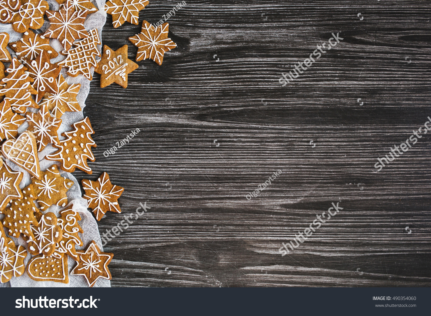 Christmas Background With Gingerbread Stock Photo 490354060 : Shutterstock