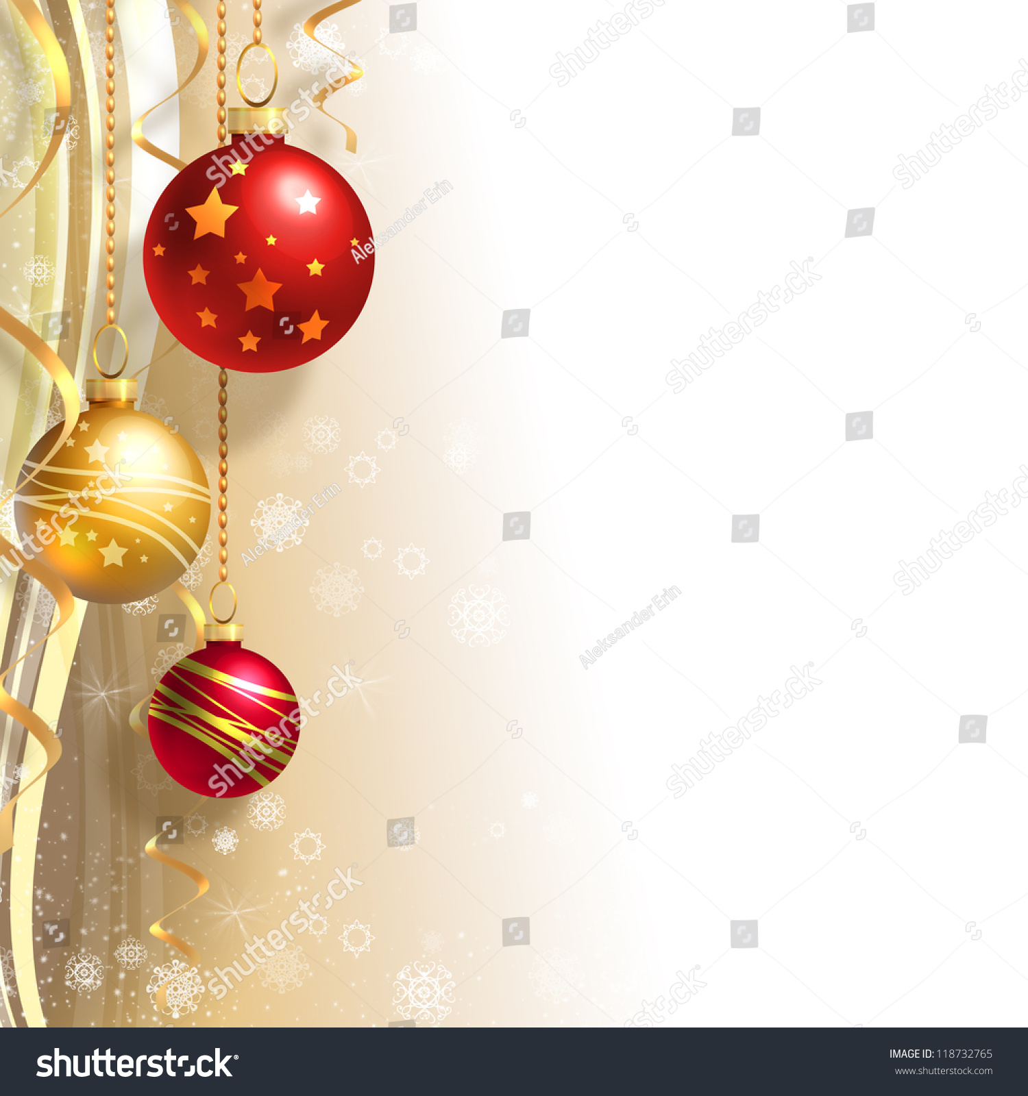 Christmas Background With Gold And Red Balls Stock Photo 118732765 ...