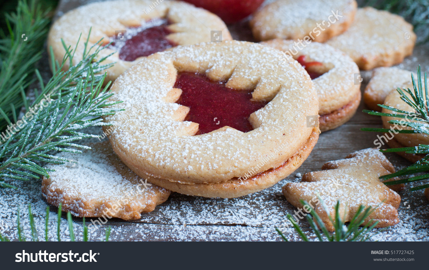 Christmas Baking Homemade Cookies Strawberry Jam Stock Photo Edit Now 517727425