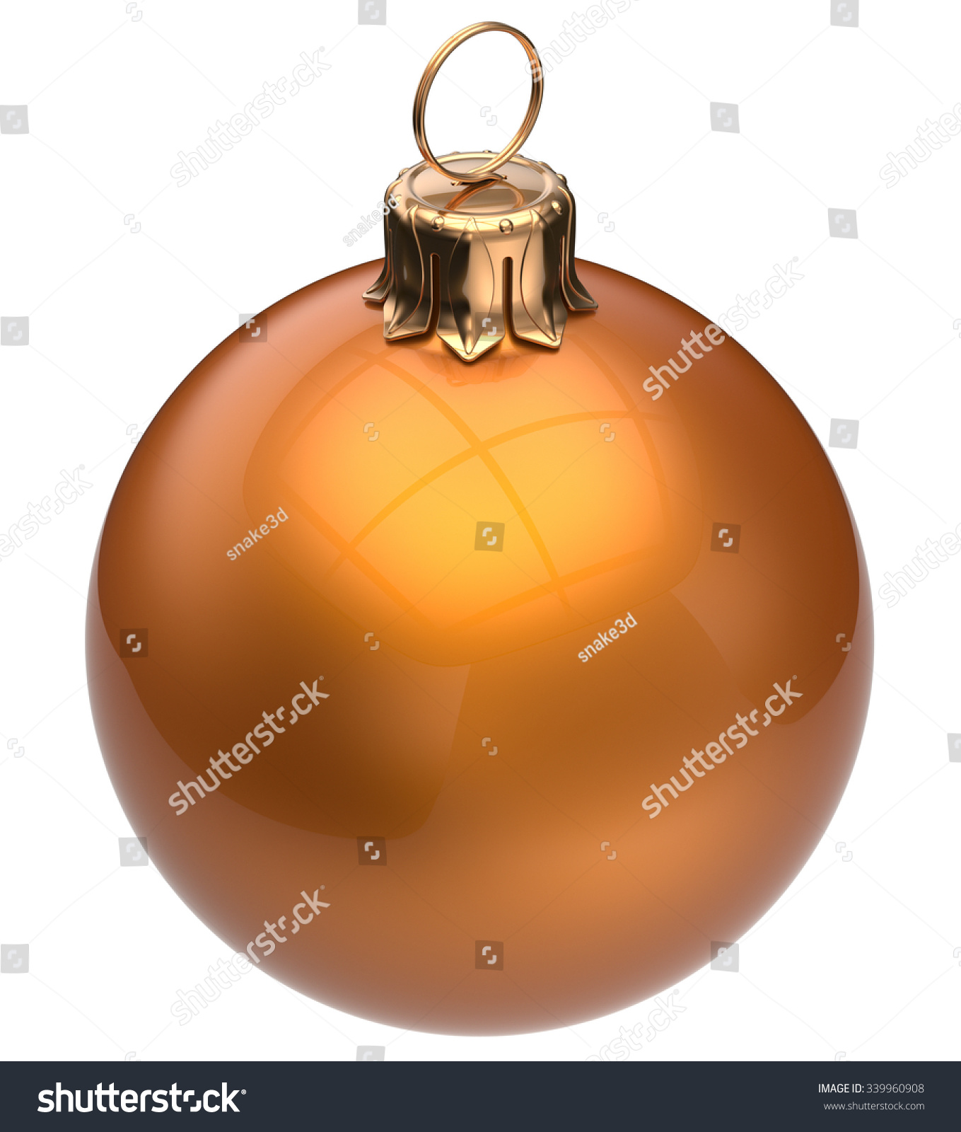 Christmas ball orange New Year s Eve bauble wintertime decoration glossy sphere hanging adornment classic Traditional