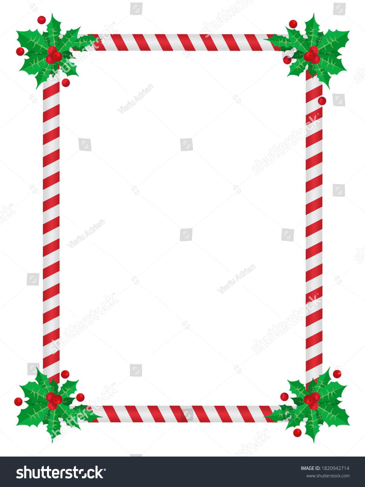 Christmas Border Holly Season December Frame Stock Illustration 1820942714