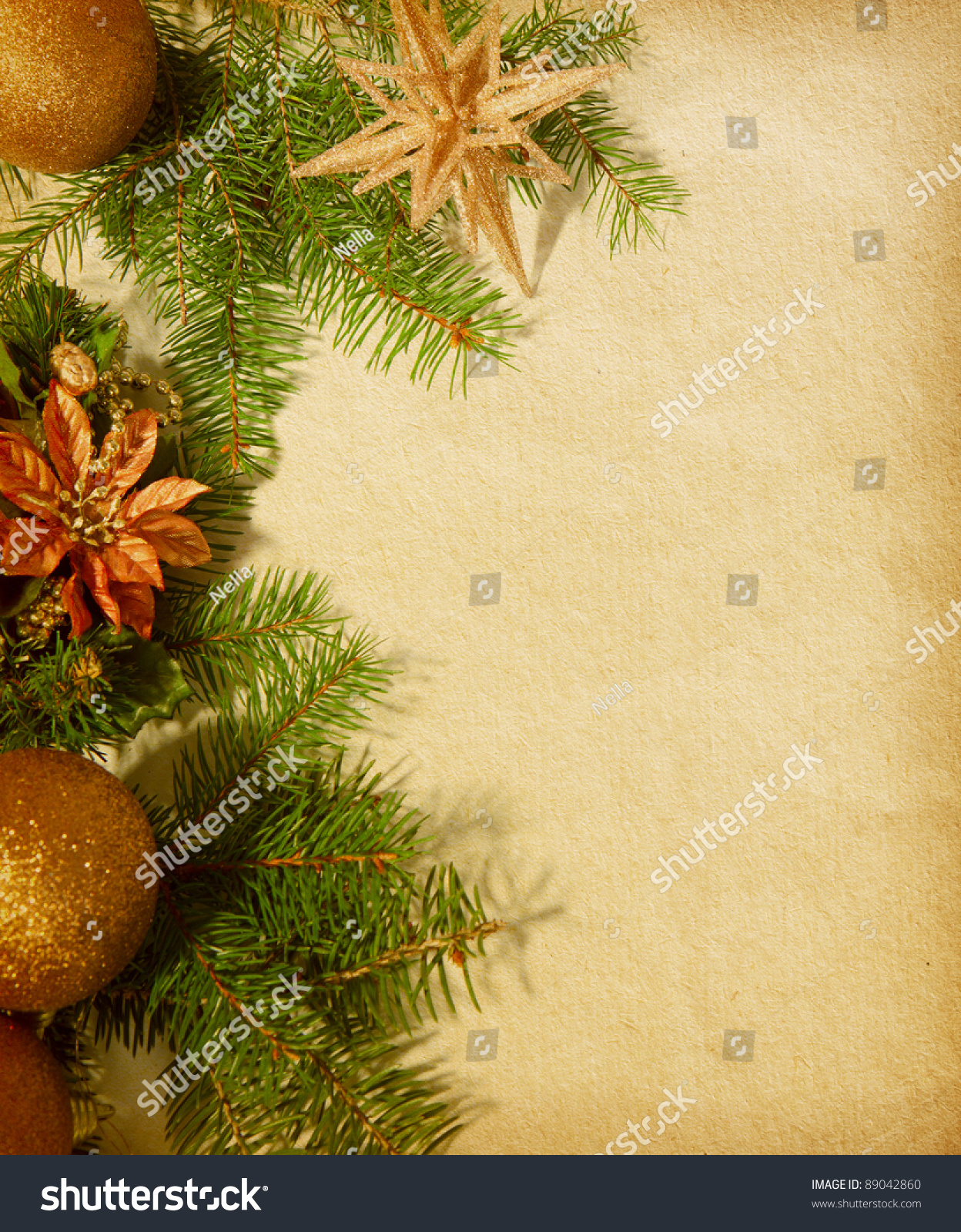 Christmas Border Old Paper Stock Photo 89042860 | Shutterstock