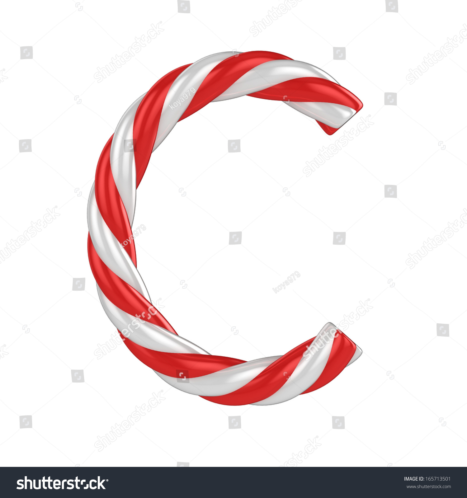 Christmas Candy Cane Font Letter C Stock Illustration 165713501 ...