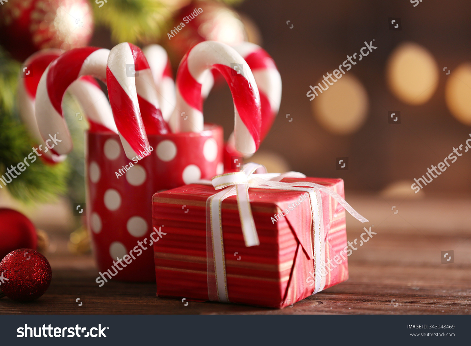 Christmas Candy Canes Cup Christmas Decoration Stock Photo Edit