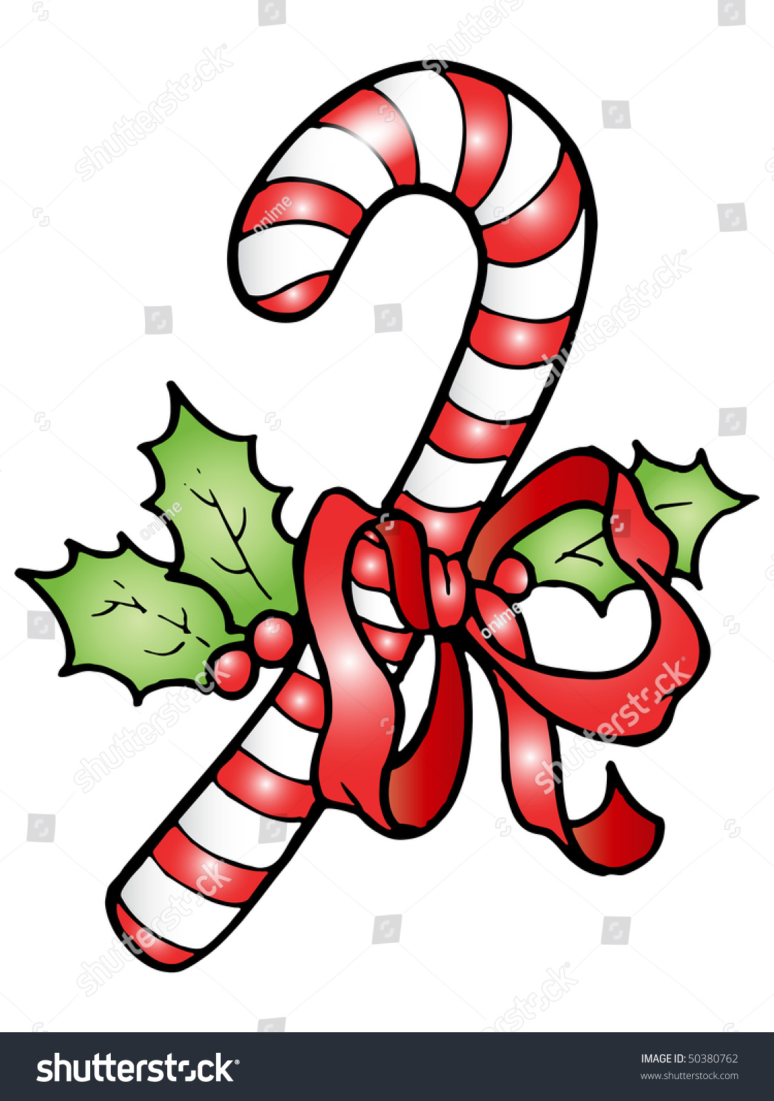 Christmas Candy Tied By Red Ribbon Stock Illustration 50380762 ...