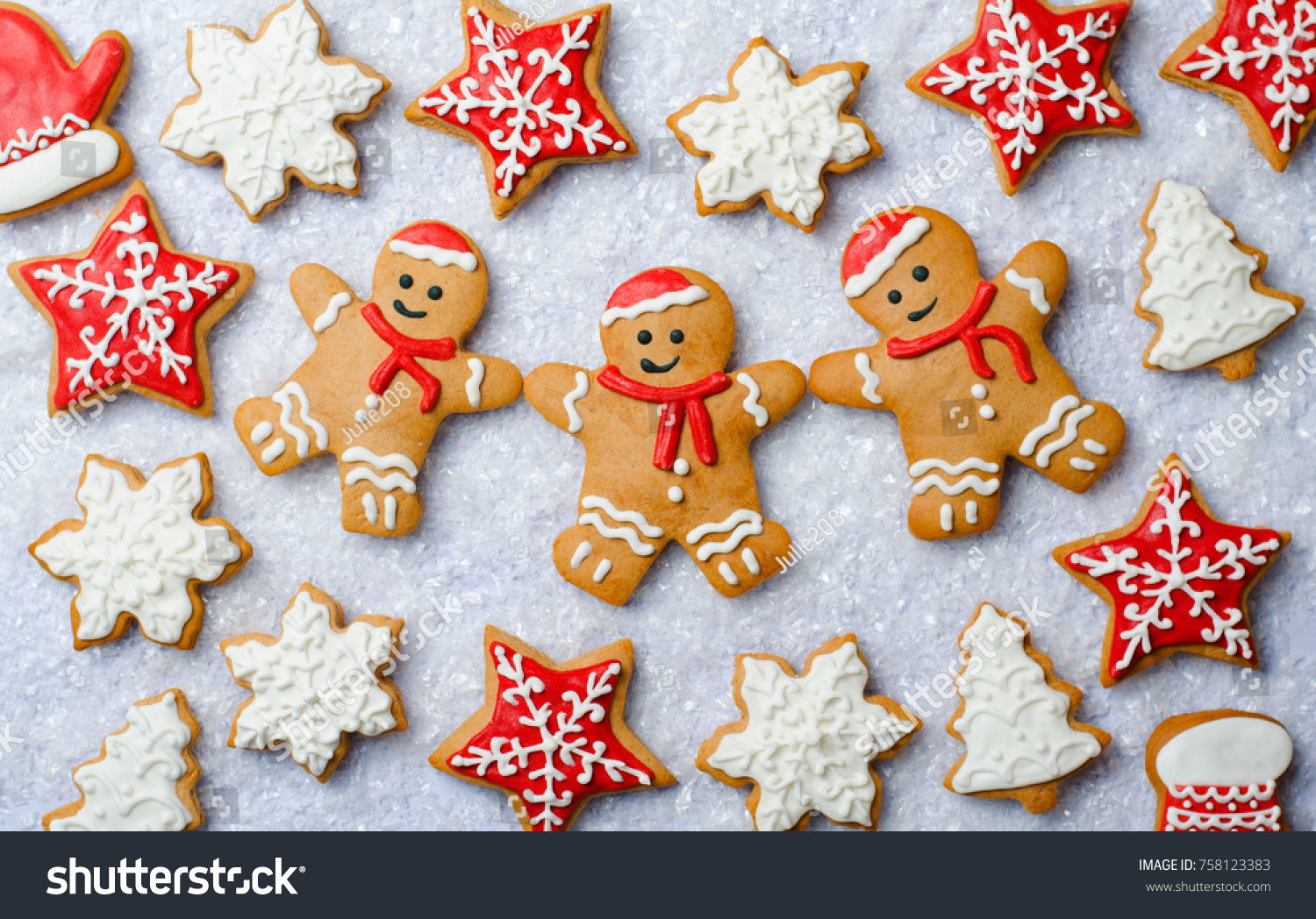 Christmas Cookies Three Gingerbread Men Cookie Stock Photo Edit