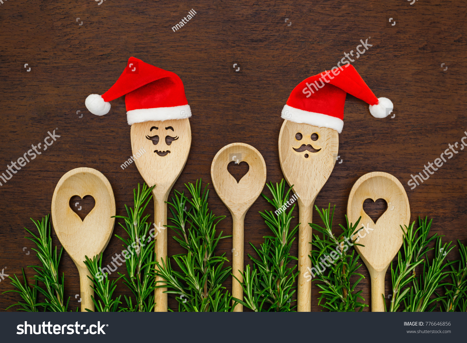 Christmas wooden Spoon Santa Wooden spoon Holiday Wooden Spoon Holiday Kitchen Spoon