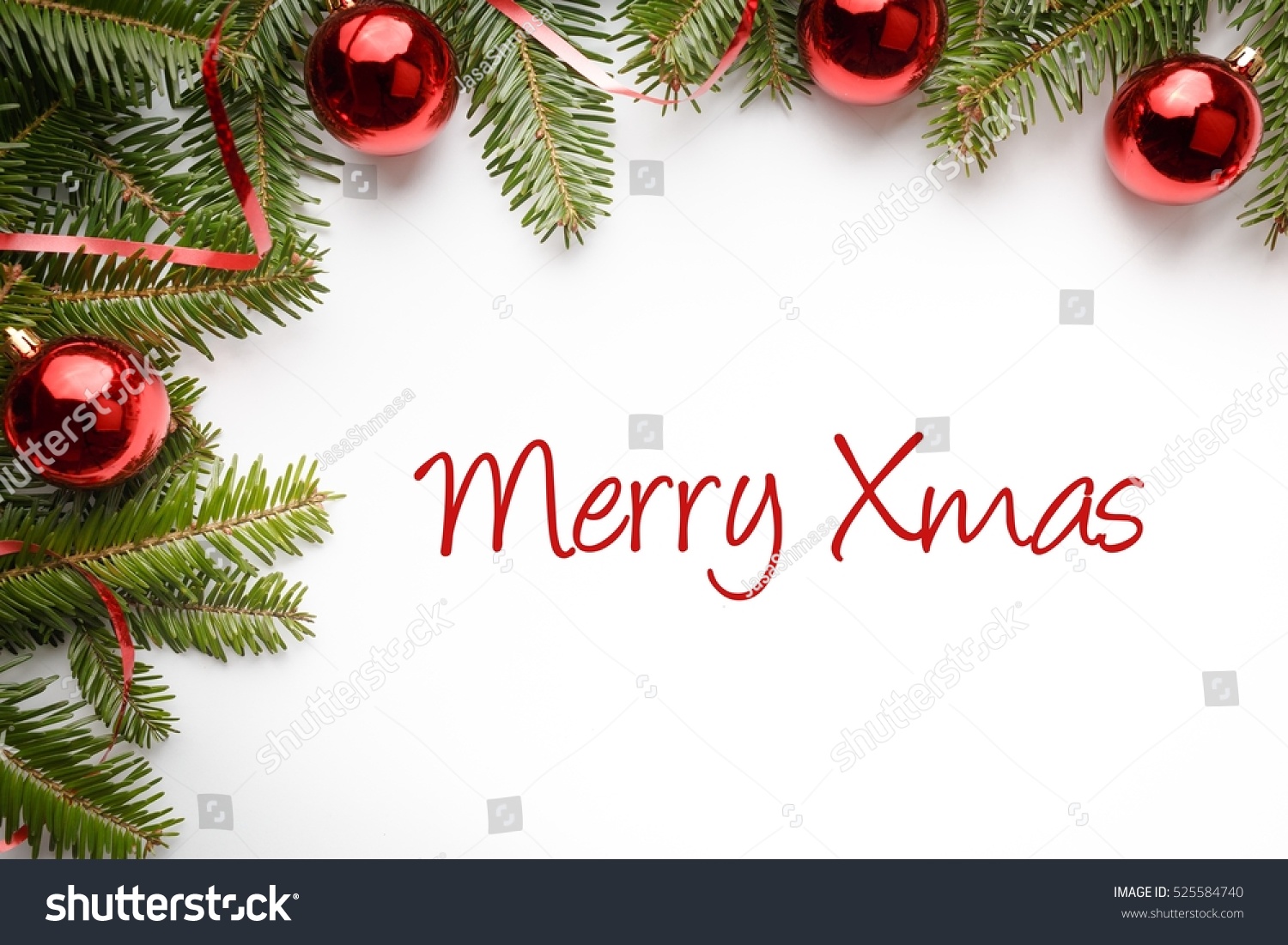 Christmas Decoration Background With Message &quot;Merry Xmas&quot; Stock Photo 525584740 : Shutterstock