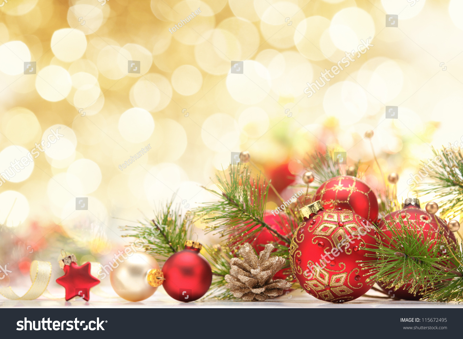 Christmas Decoration On Abstract Background Stock Photo 115672495 ...