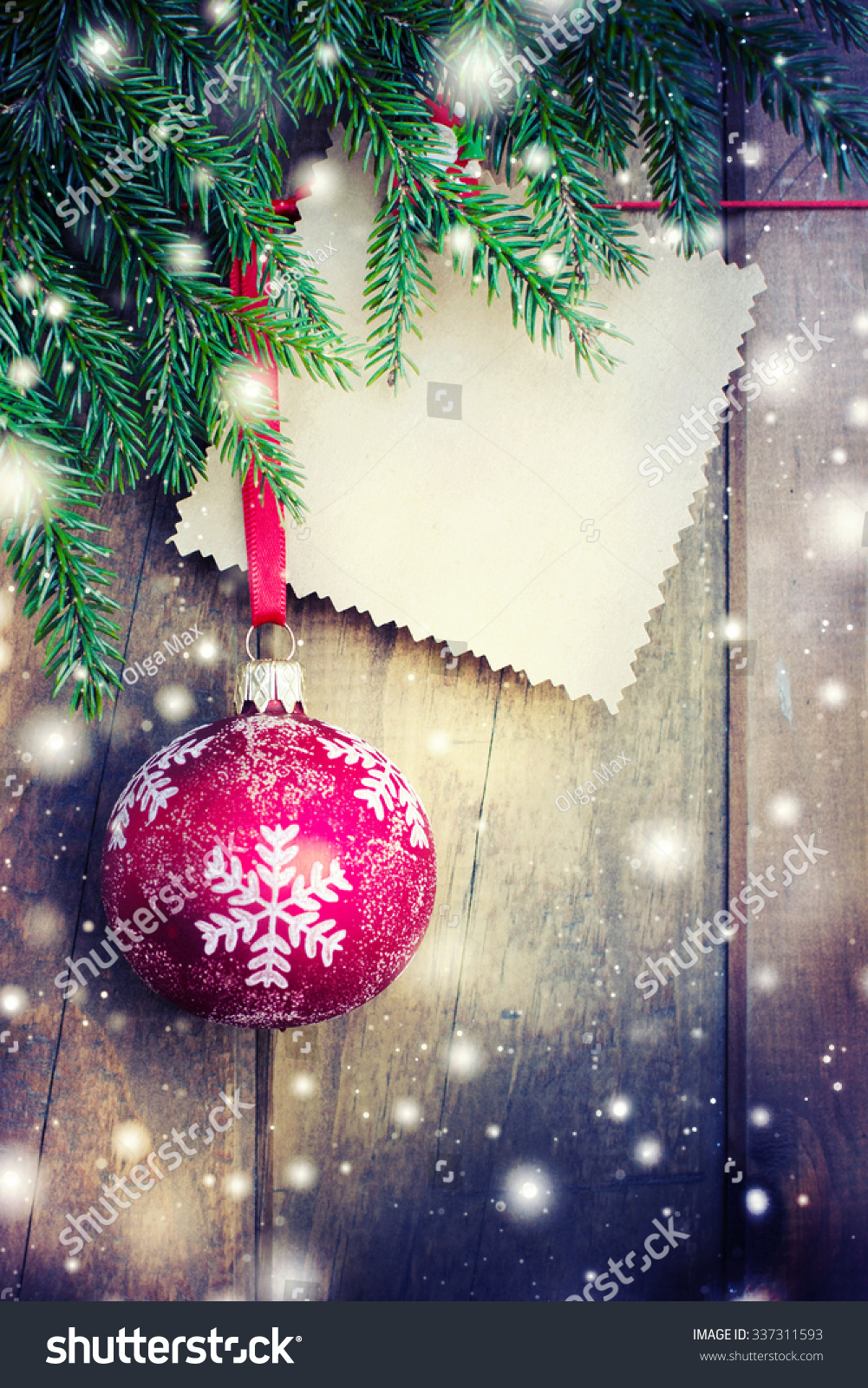 Christmas Decoration Over Wooden Background. Stock Photo 337311593 ...