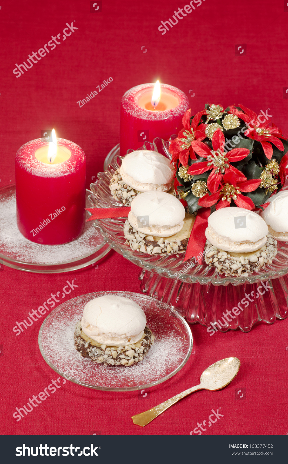 Christmas Decoration Candles Cookies Ribbons Series Stock Image