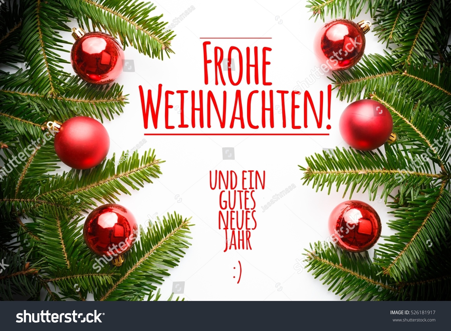 Christmas Decorations Greeting German Frohe Weihnachten Stock Photo Edit Now 526181917