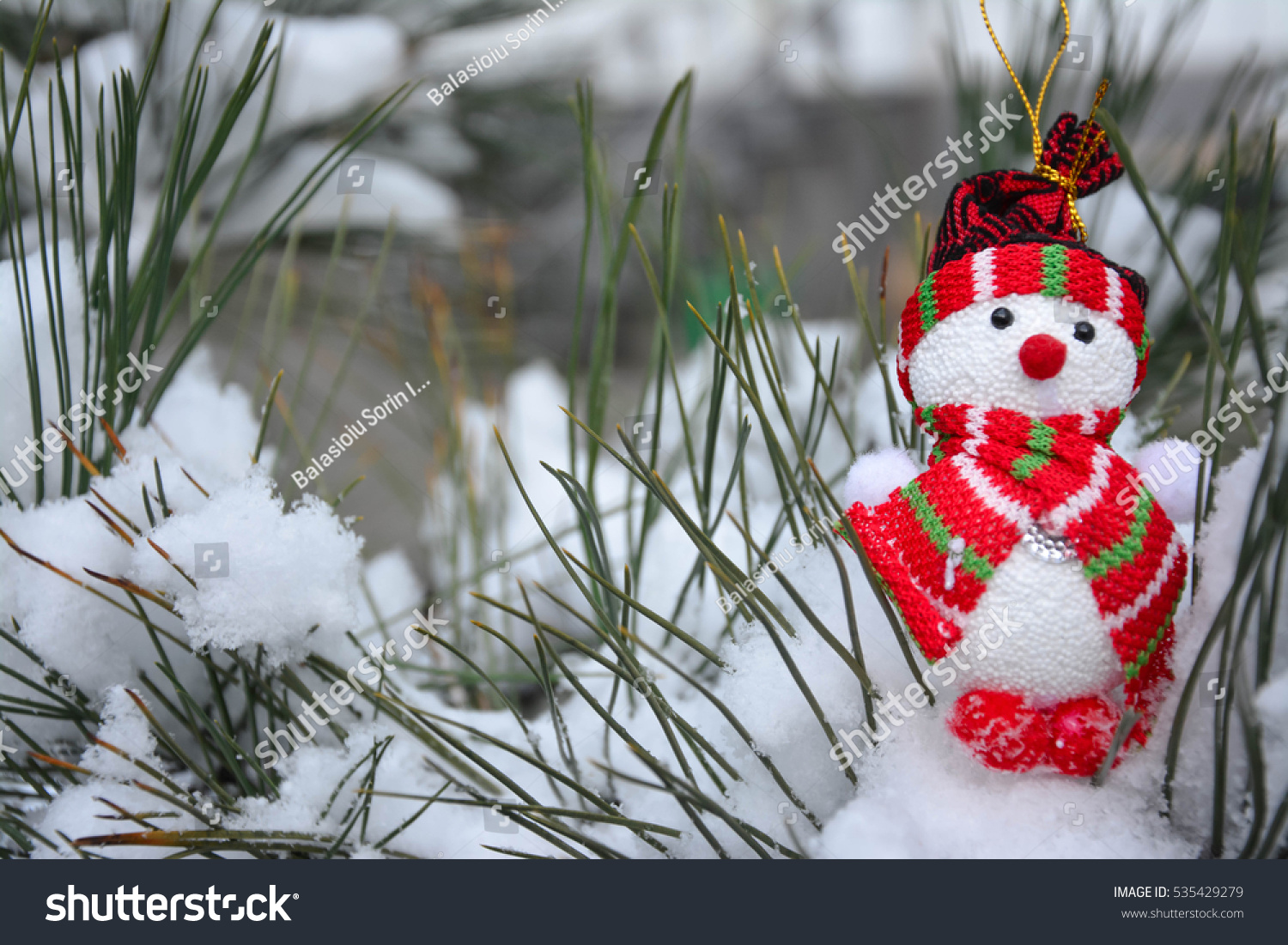 Christmas Decorations Hanging Branch Snow Stock Photo Edit Now