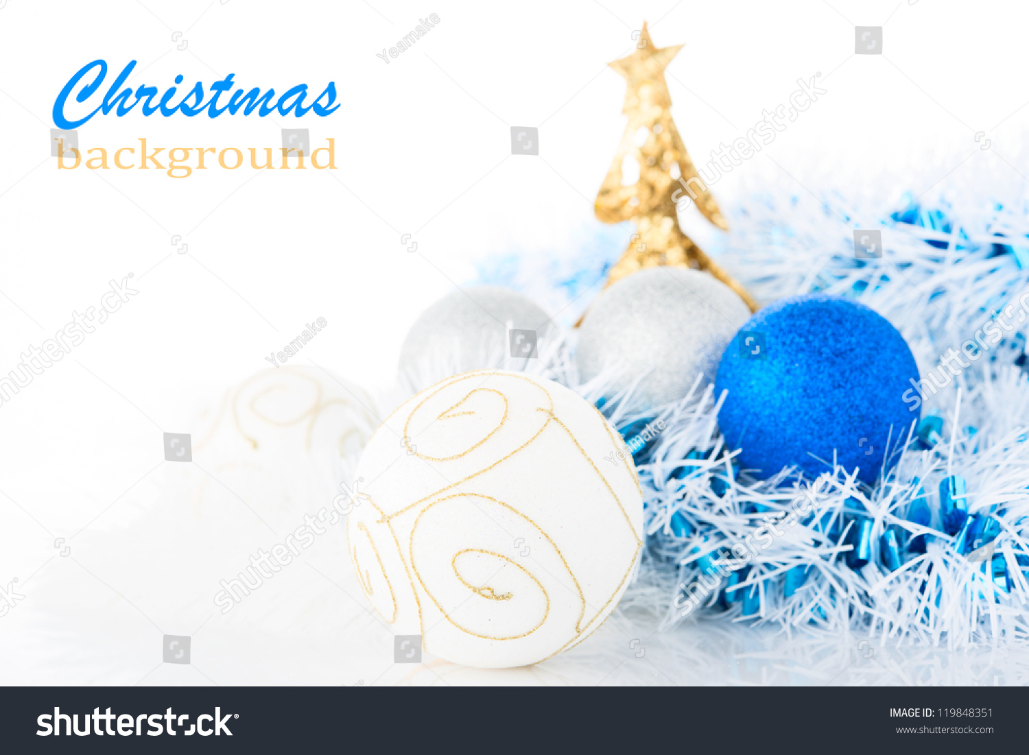 Christmas Decorations On White Background. Stock Photo 119848351 : Shutterstock