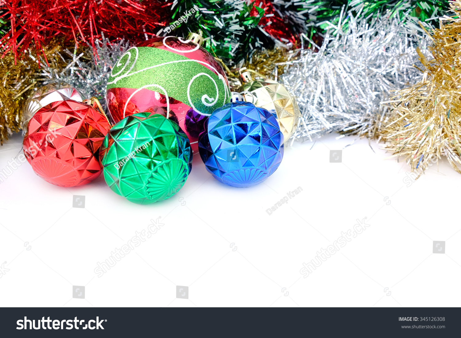 Christmas Decorations On White Background - Copy Space Stock Photo ...