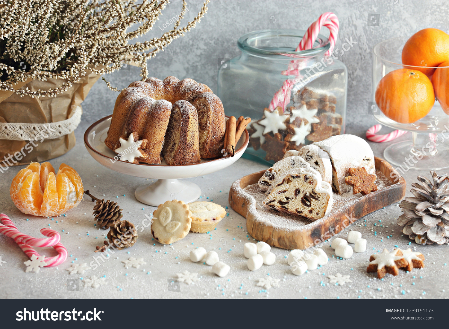Christmas Dessert Table Traditional Cakes Sweets Stock Photo Edit Now 1239191173