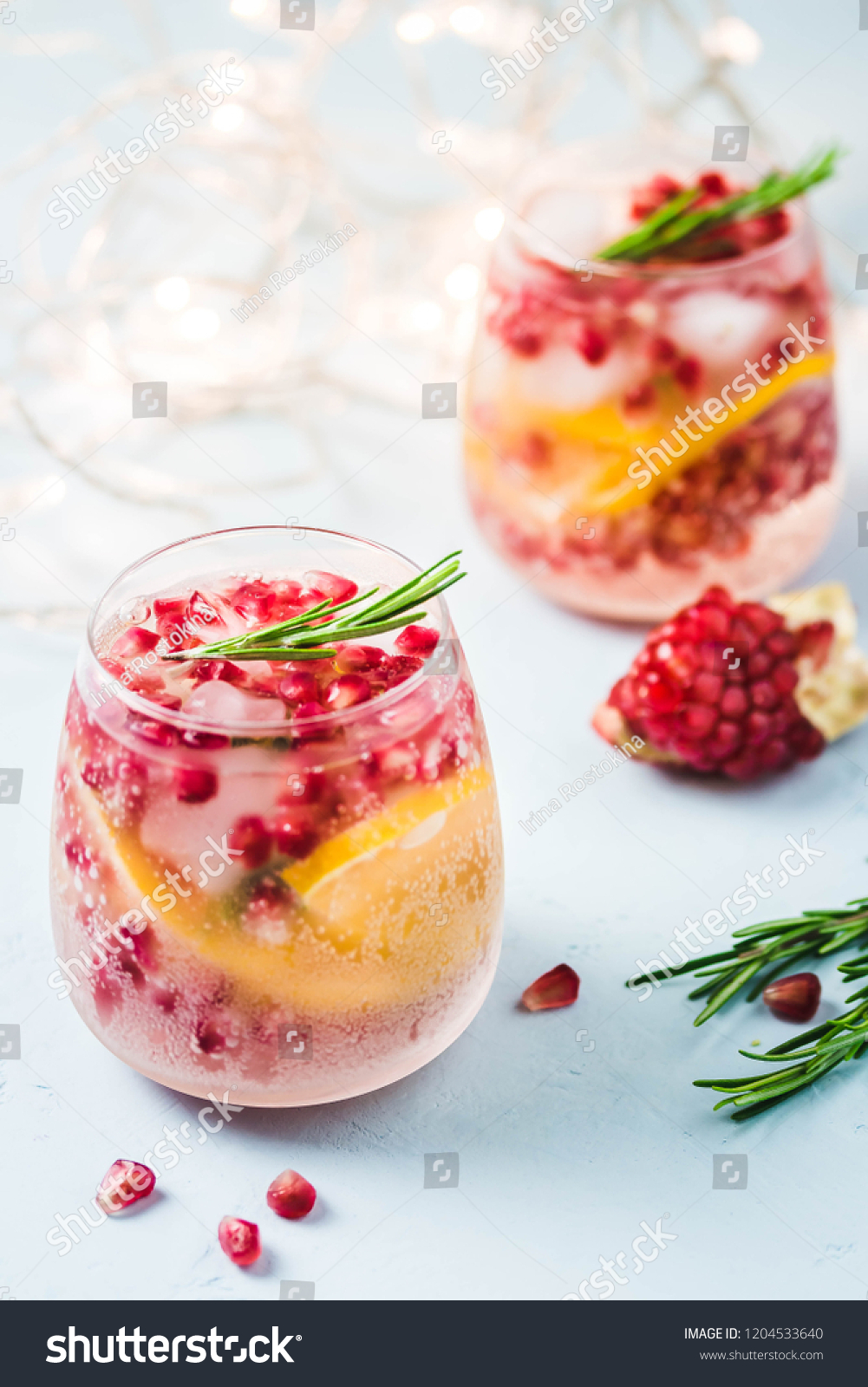 Christmas Drinks Citrus Pomegranate Cocktail Selective Stock Photo Edit Now 1204533640