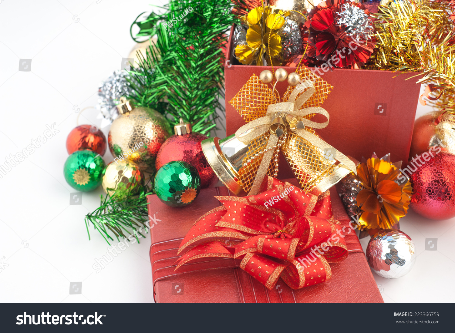 christmas gift box with decorations and color ball isolated on white background ez canvas - Christmas Gift Decorations christmas gift box with decorations and color ball isolated on white background ez canvas - Christmas Gift Decorations