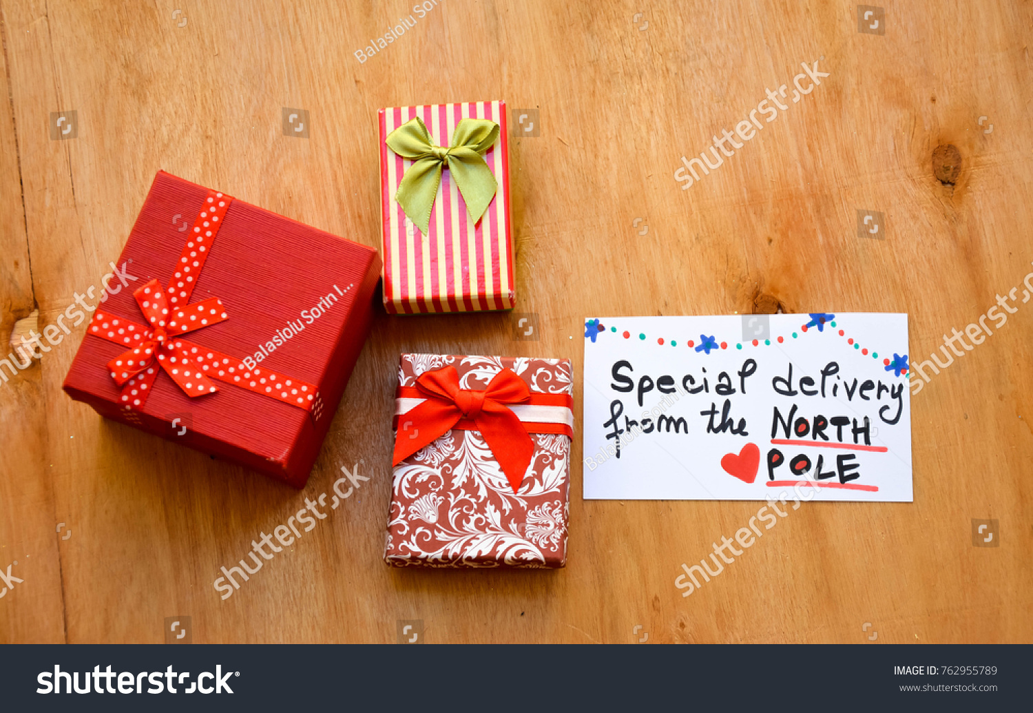 Christmas Gifts Special Delivery North Pole Stock Photo Edit Now 762955789