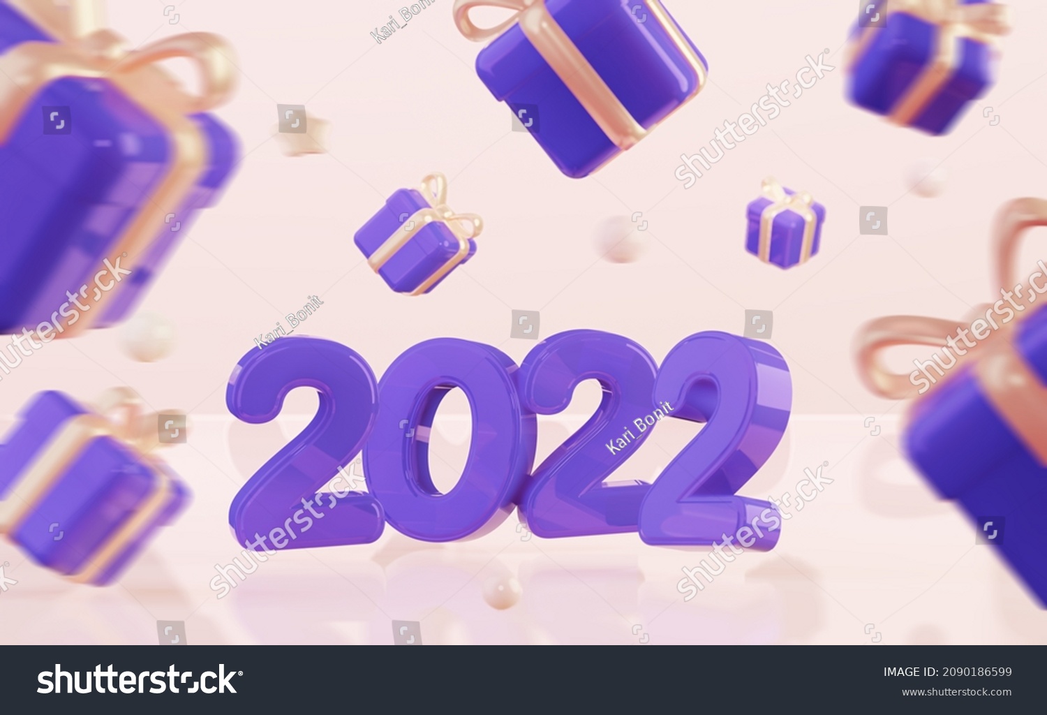 Christmas Gifts 2022 Flying Scattered Purple Stock Illustration 2090186599