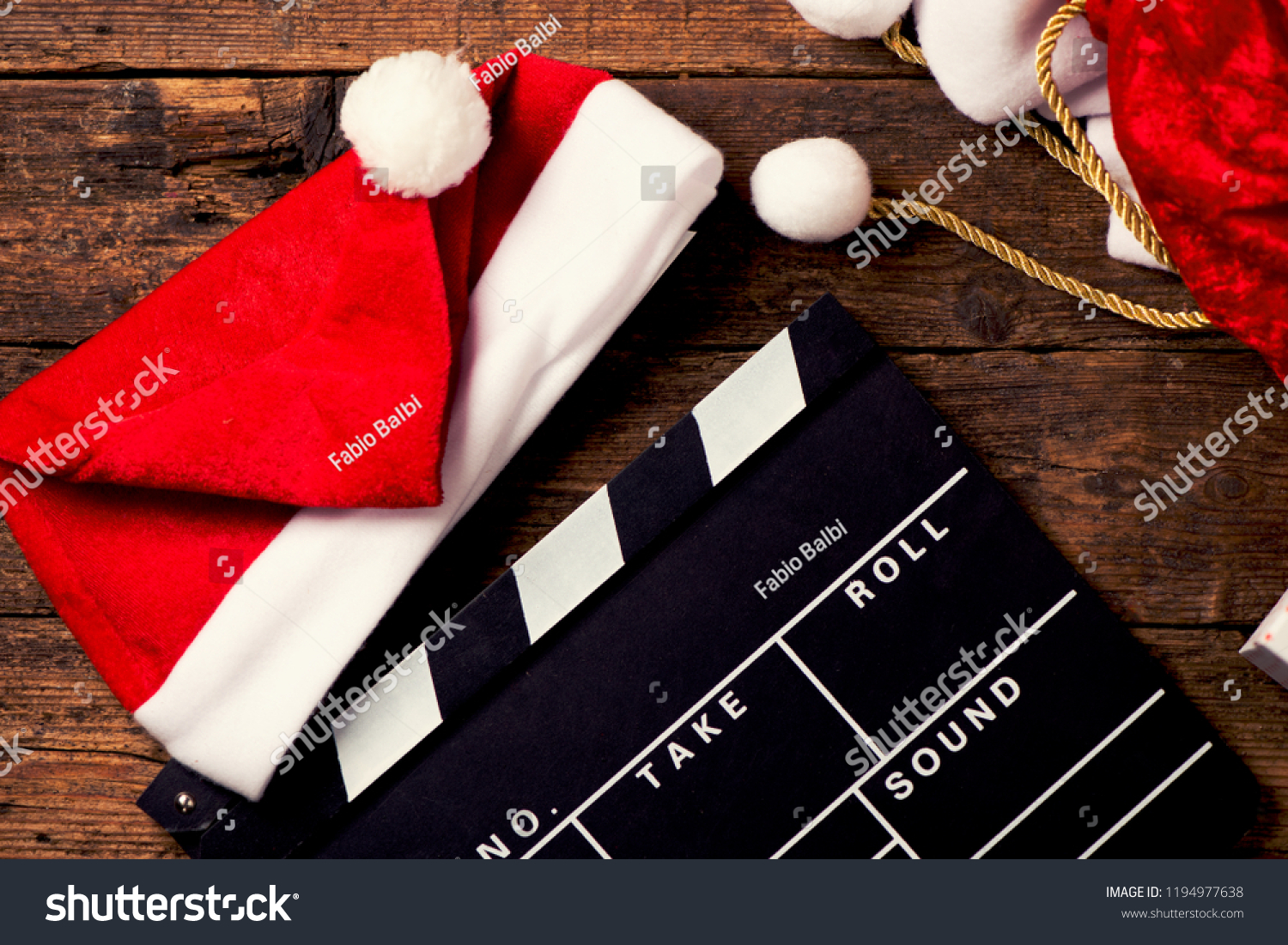 Christmas Hat Film Board Cutout Stock Photo Edit Now 1194977638