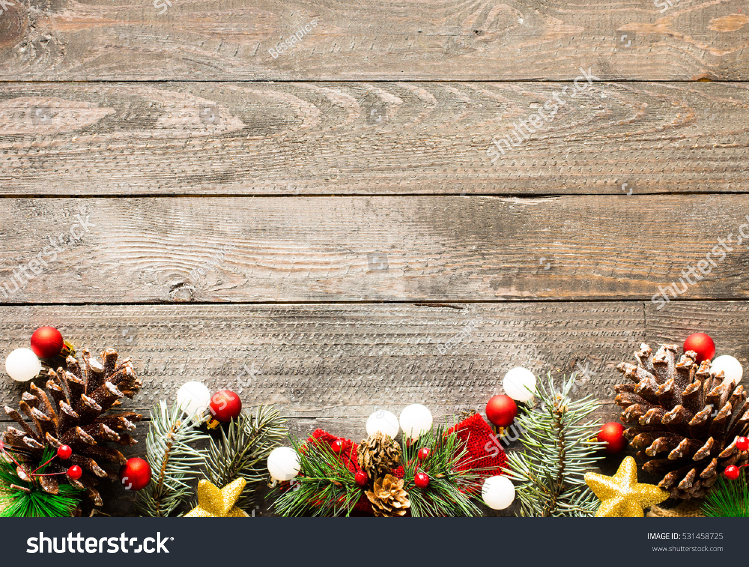 Christmas Holiday Background With Ornaments Like Cookies And Oranges On ...