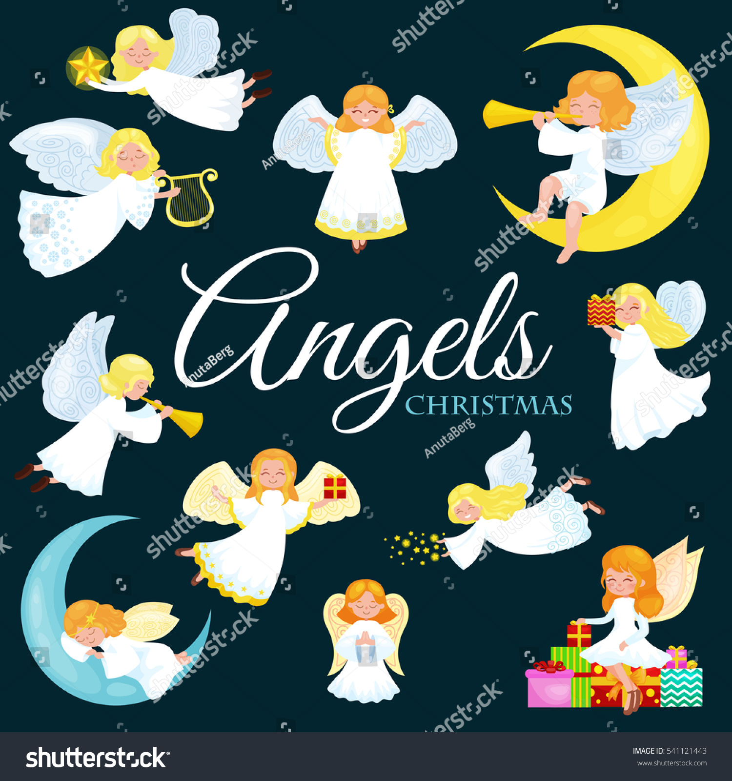 Christmas Holiday Set Flying Angel Wings Stock Illustration 541121443 ...