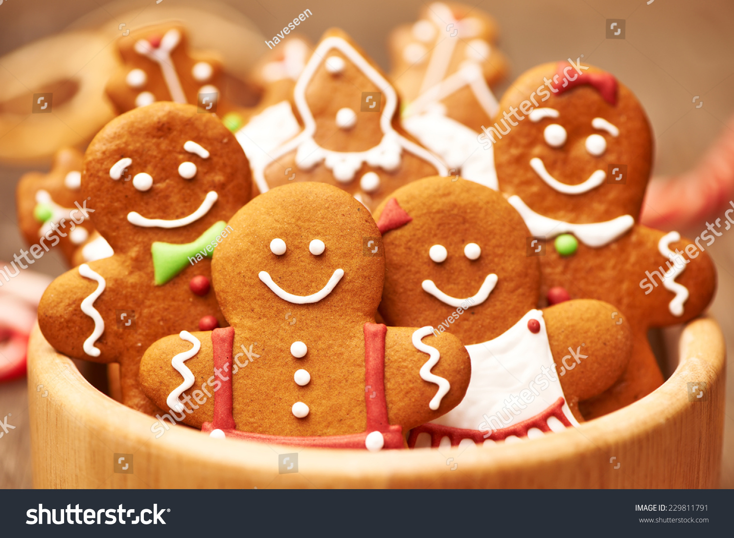 Christmas Homemade Gingerbread Cookies On Table Stock 