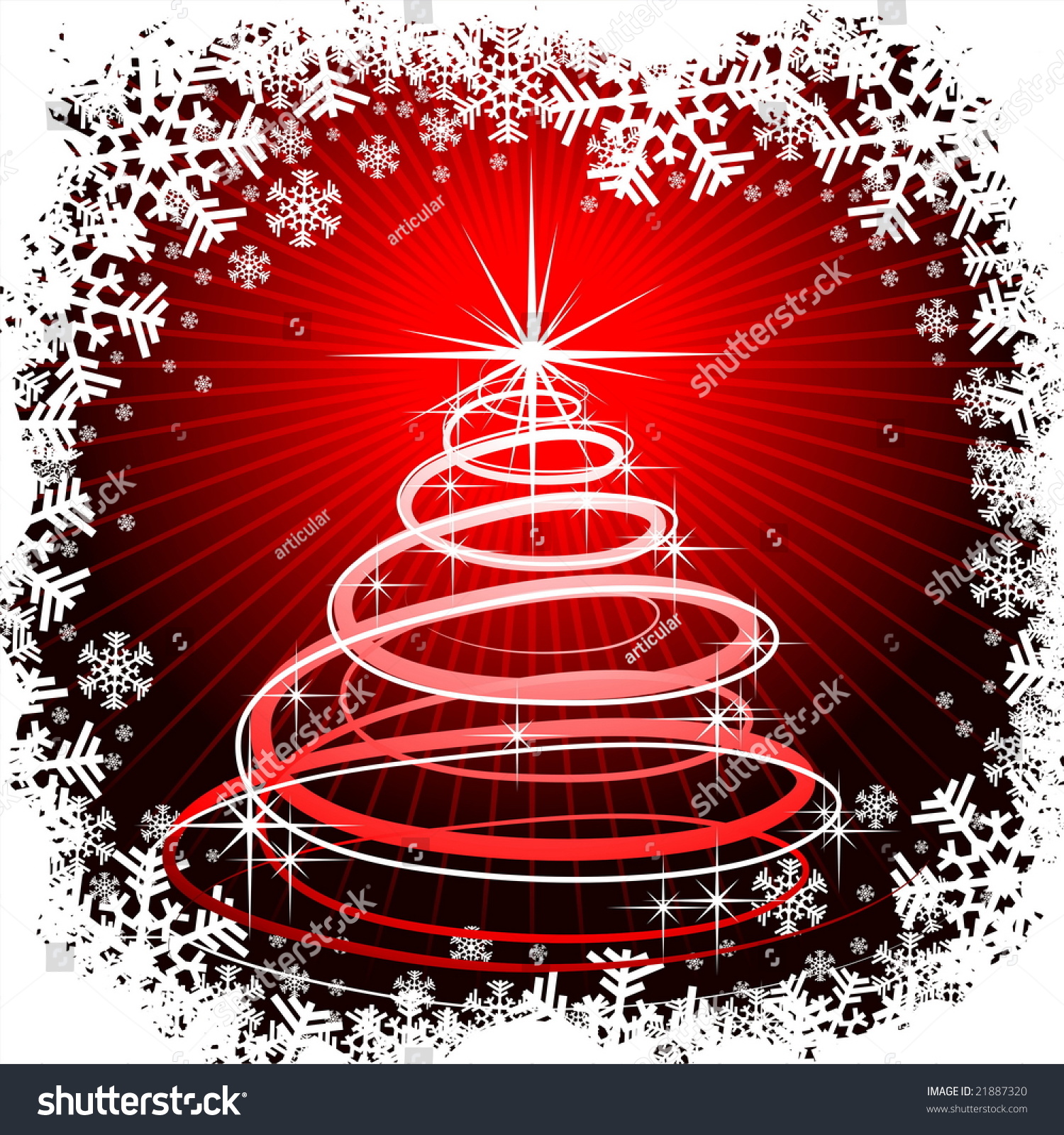 Christmas Illustration With Abstract Tree On Red Background. (Jpg ...