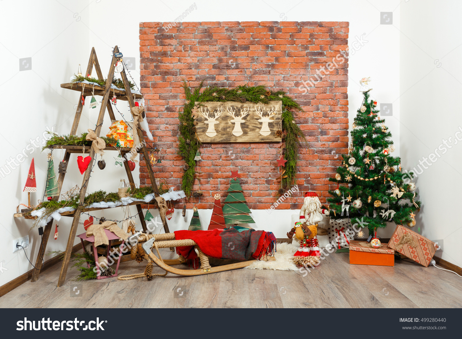Christmas Interior Room Filled Natural Homemade Stock Photo Edit Now 499280440