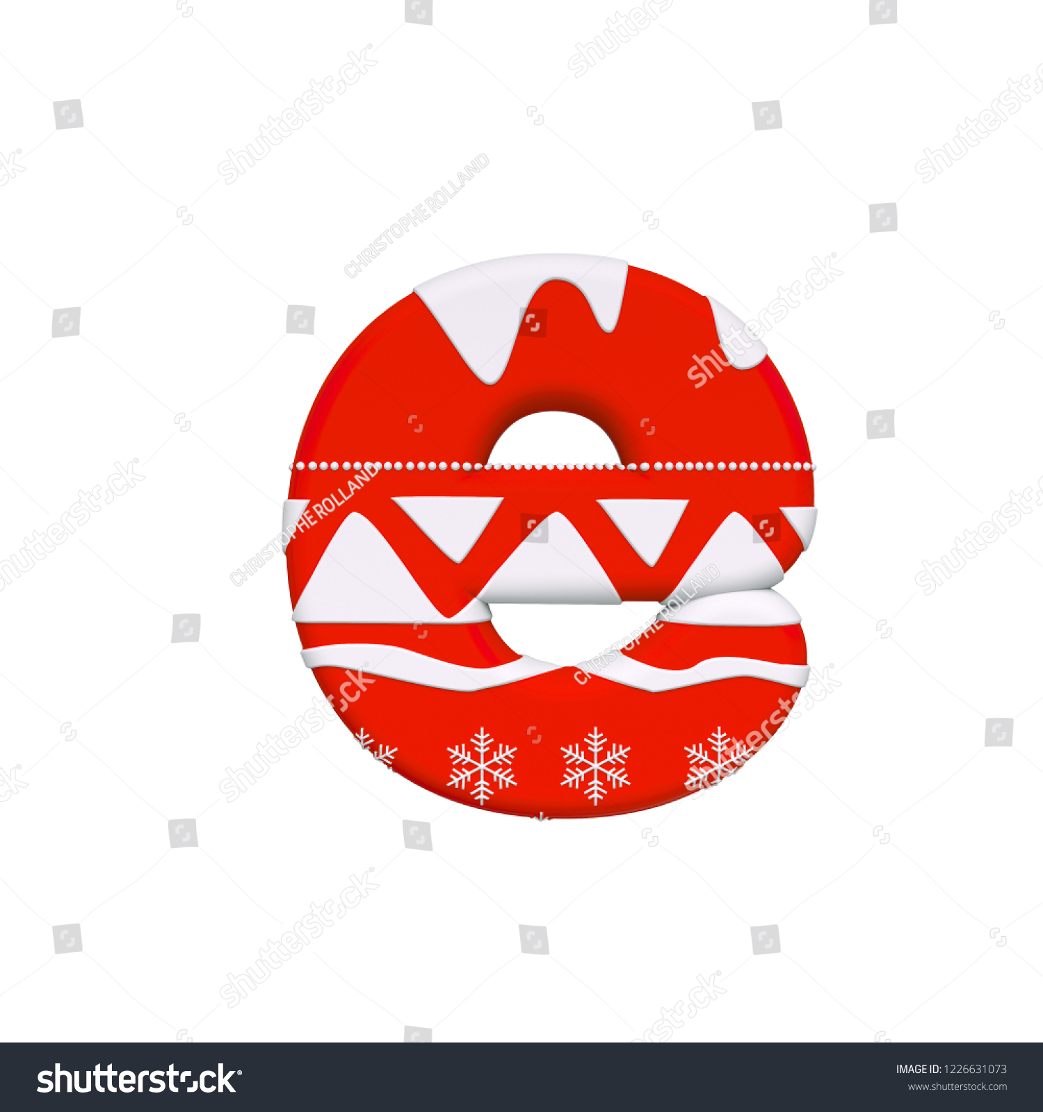 Christmas Letter E Lowercase 3d Xmas Stock Illustration