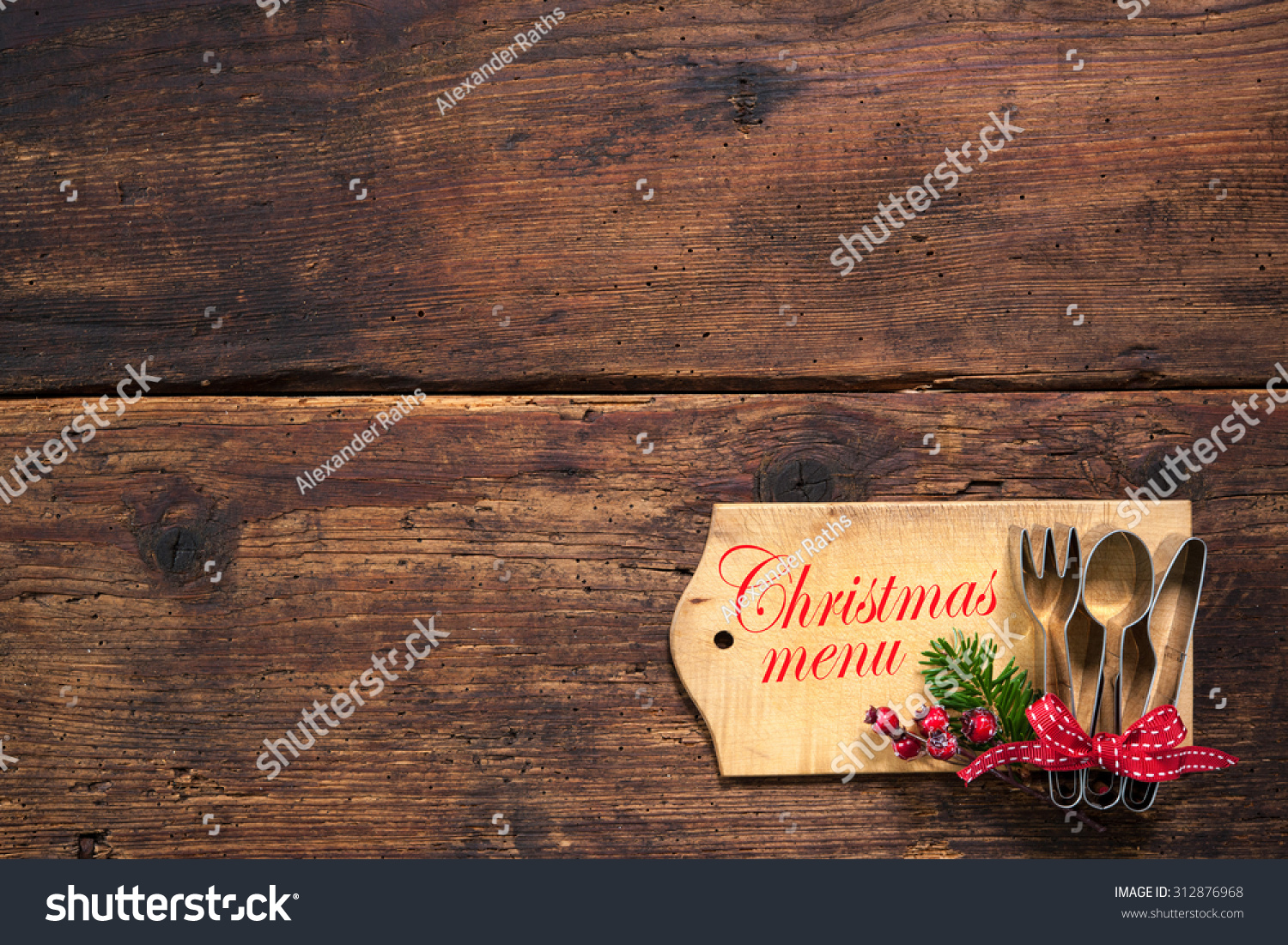 Christmas Menu Card For Restaurants On Wooden Background Stock Photo ...
