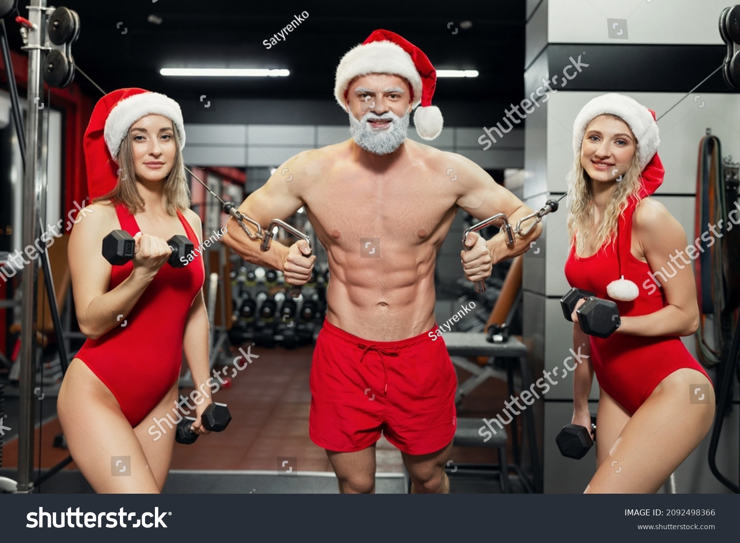 Christmas Muscular Handsome Santa Claus Grey Stock Photo Shutterstock