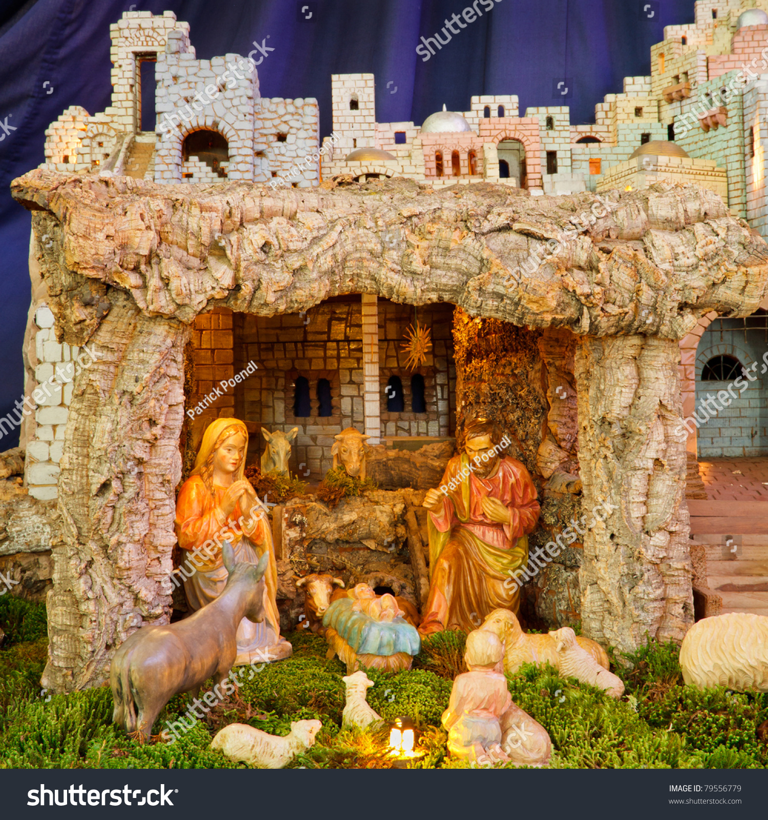 Christmas Nativity Scene - Baby Jesus, Mary, Joseph. Stock Photo ...