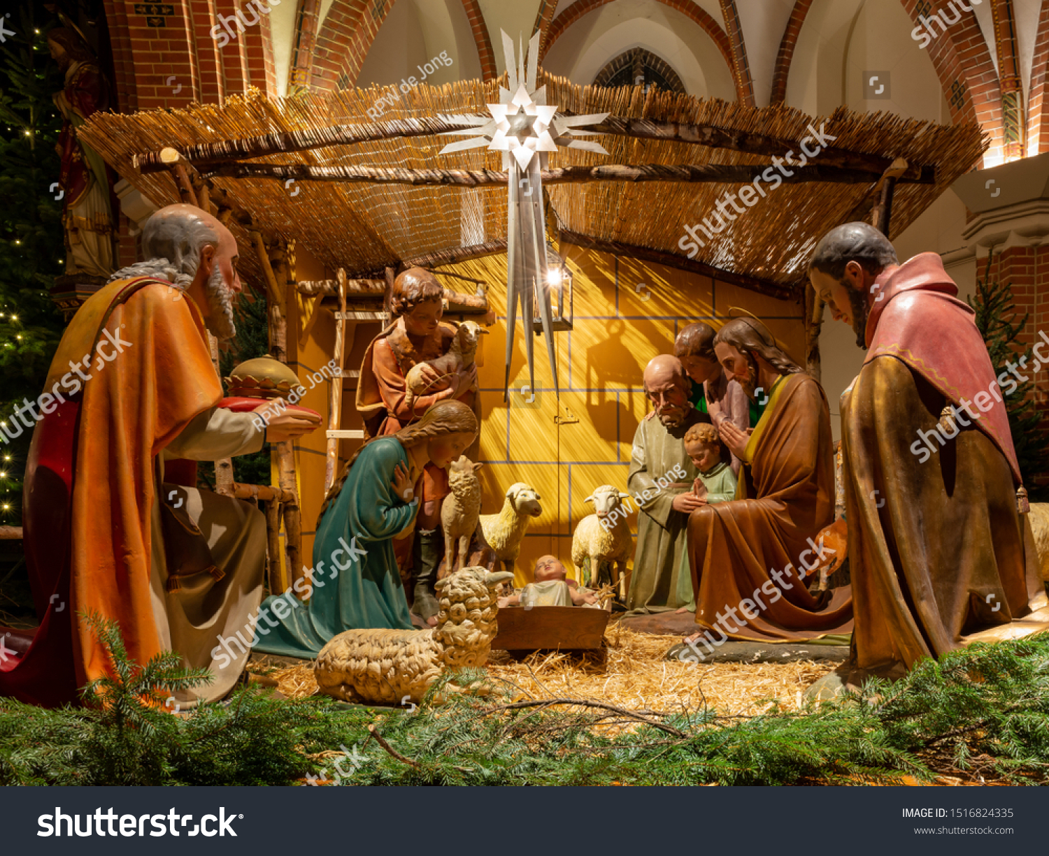 Christmas Nativity Scene Church Stock Photo Edit Now 1516824335