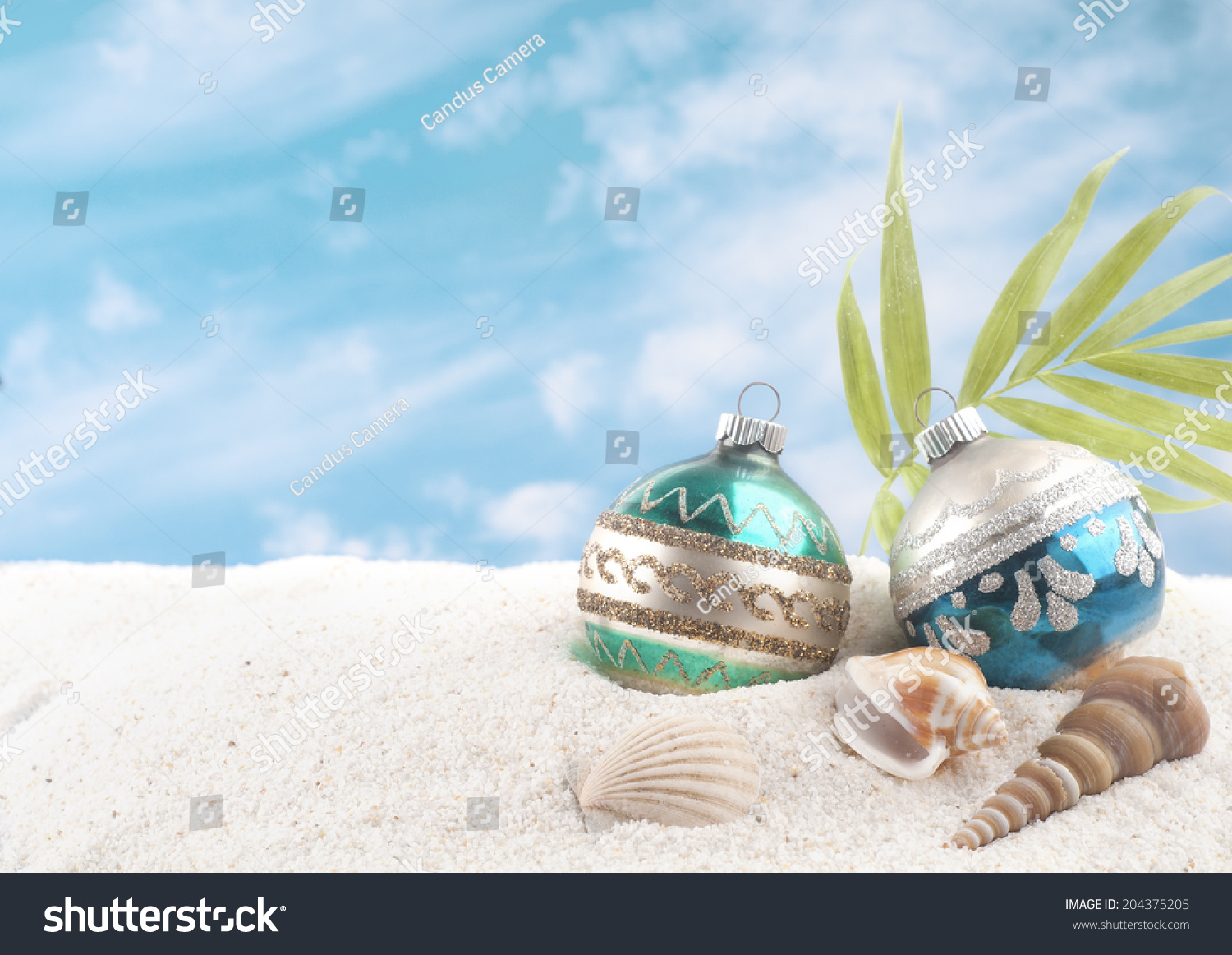 Download Christmas On Beach Two Vintage Ornaments Backgrounds Textures Stock Image 204375205 PSD Mockup Templates