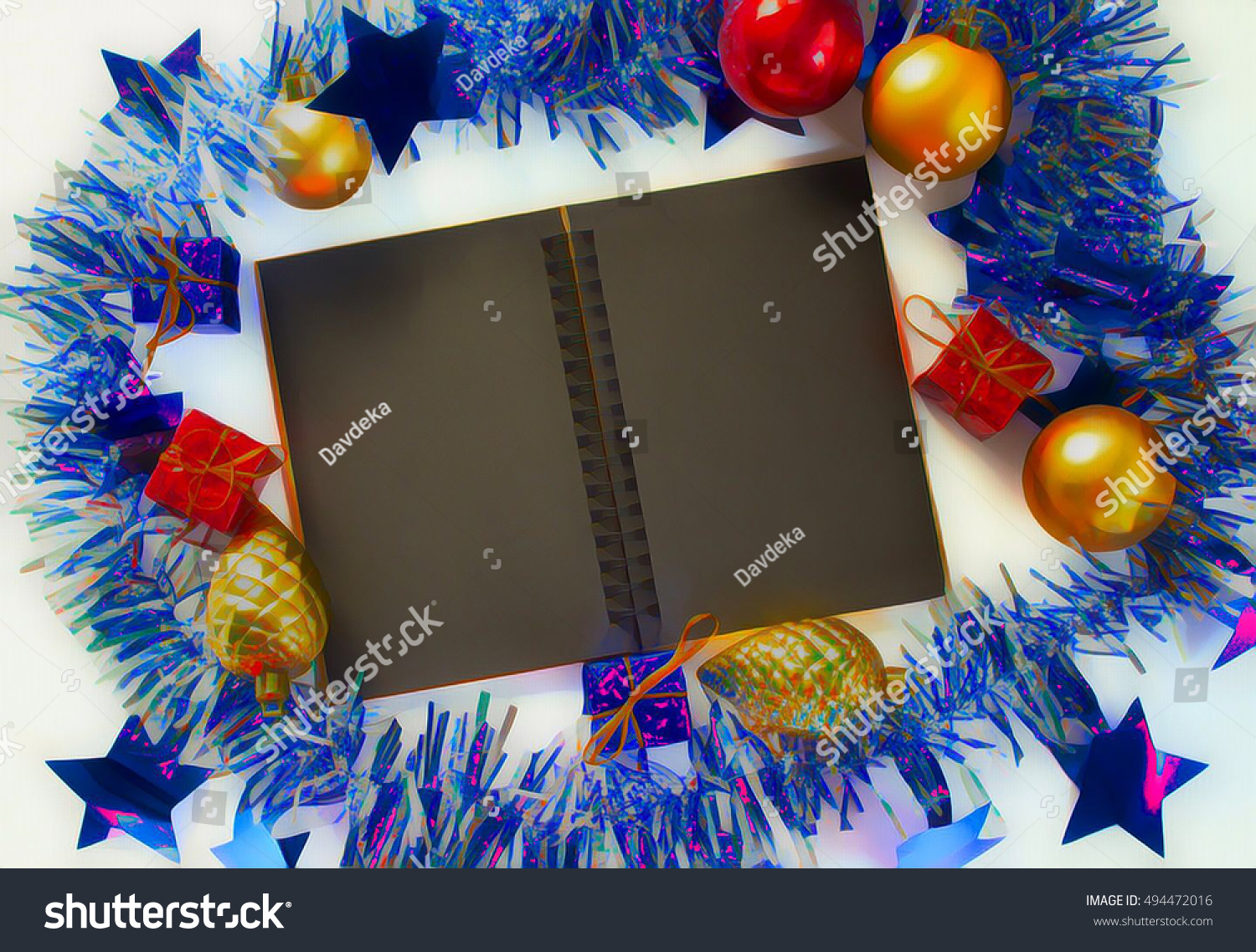 New Years Foliage >> Christmas New Year Flat Composition Blue Stock Illustration New Years Foliage >> Christmas New Year Flat Composition Blue Stock Illustration